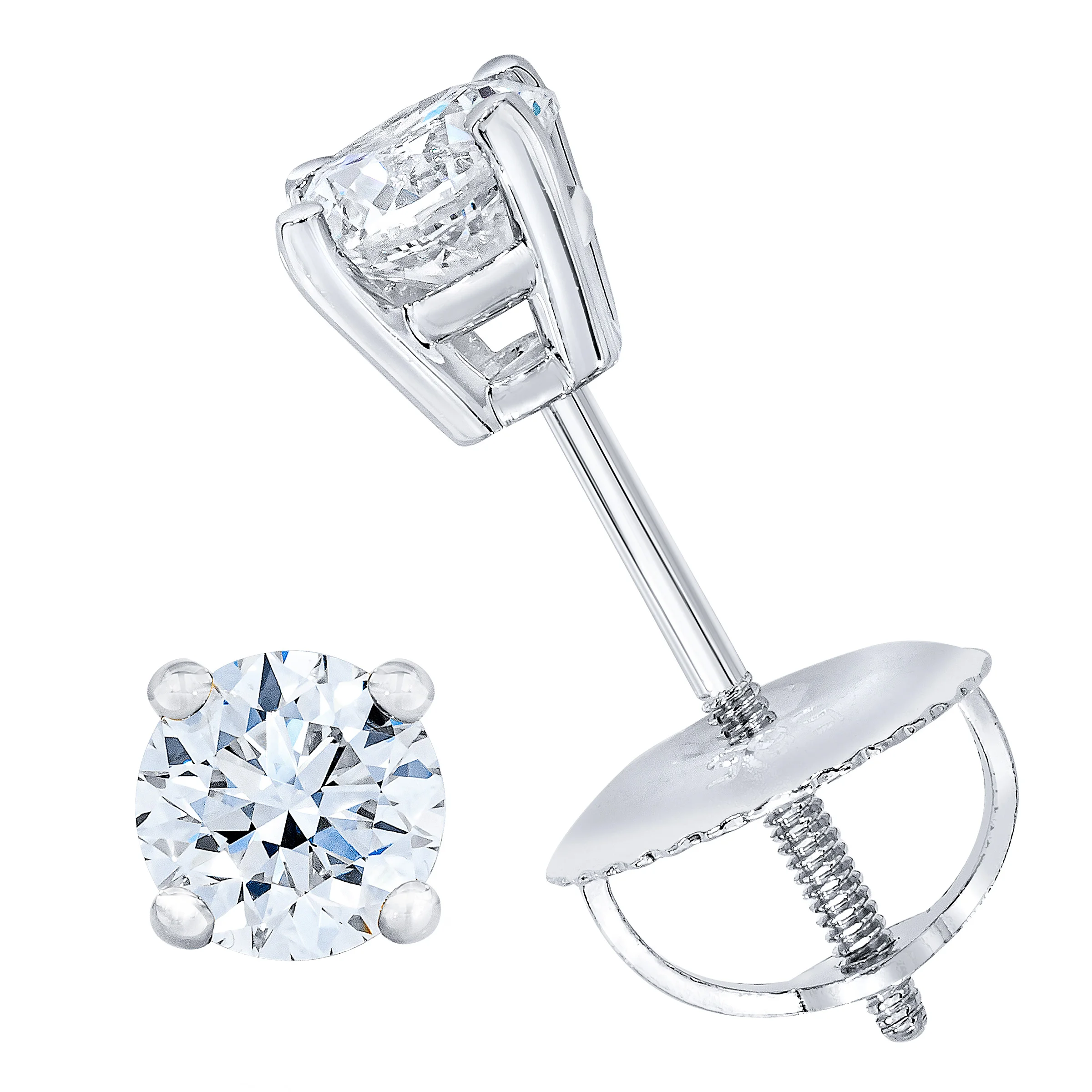 14KT WHITE GOLD VS2 I 0.36CTW ROUND DIAMOND STUD EARRINGS - Image 1