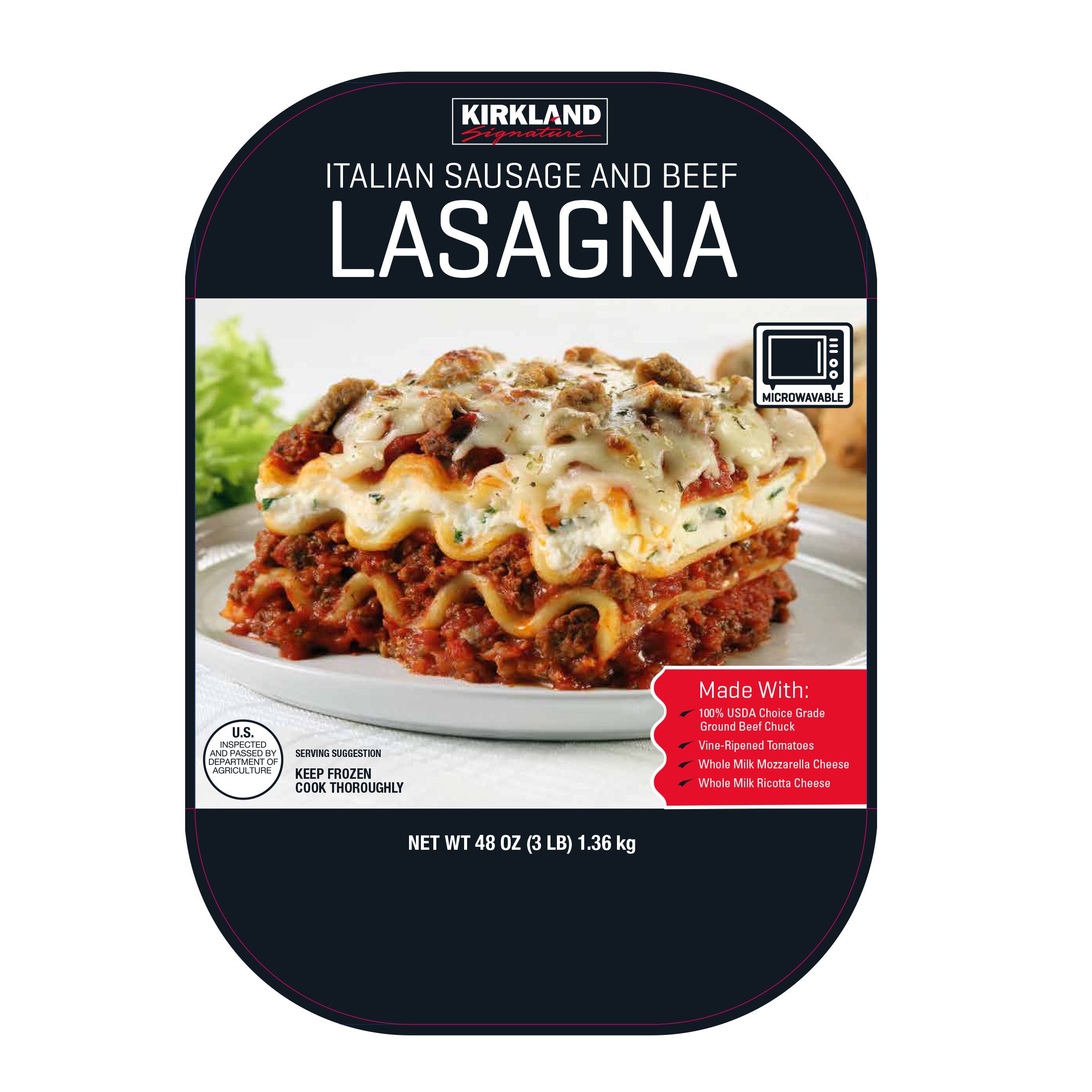 KIRKLAND SIGNATURE SAUSAGE & BEEF LASAGNA 2 COUNT 96 OUNCES - Image 1