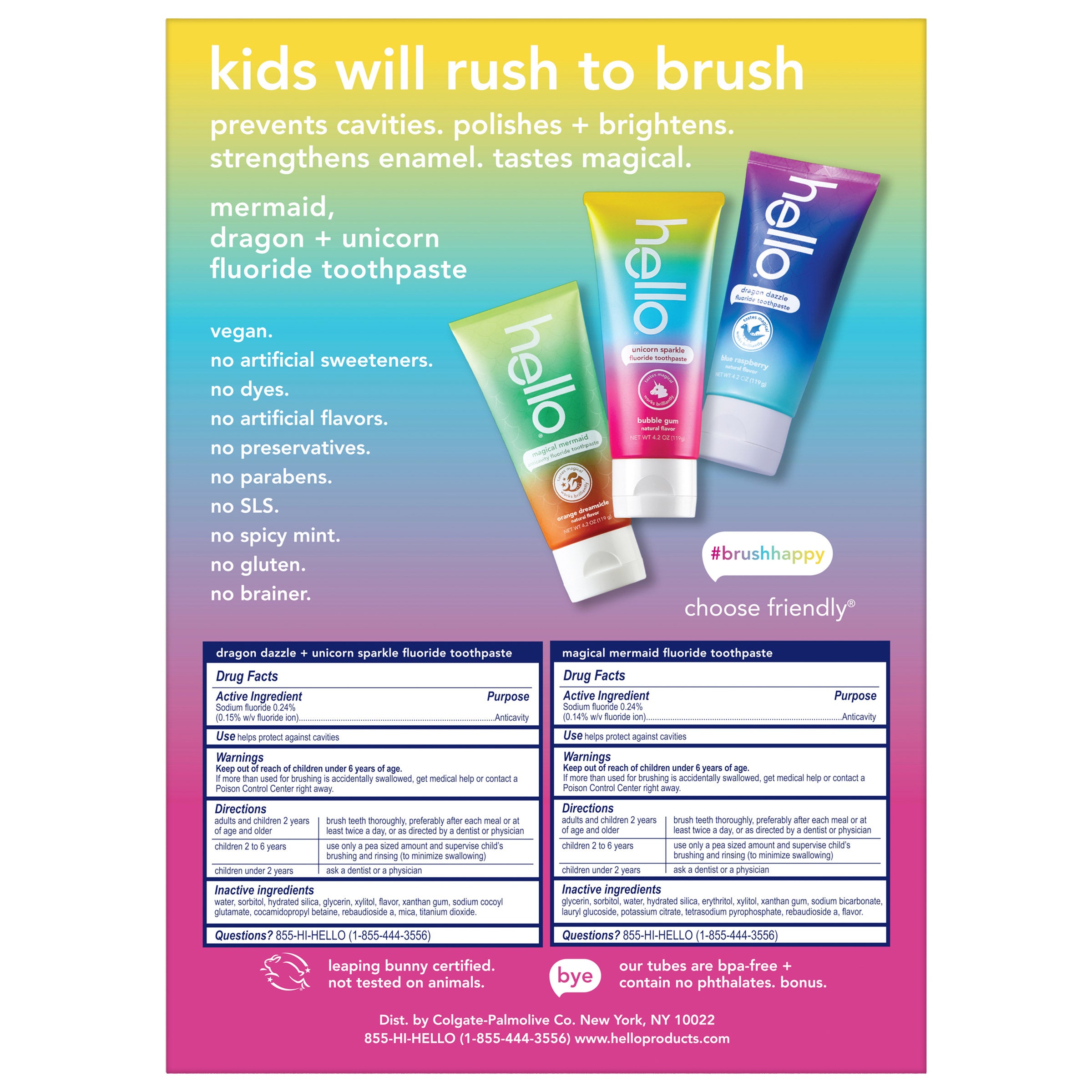 HELLO KID'S VARIETY TOOTHPASTE 3/4.2 OZ - Image 1