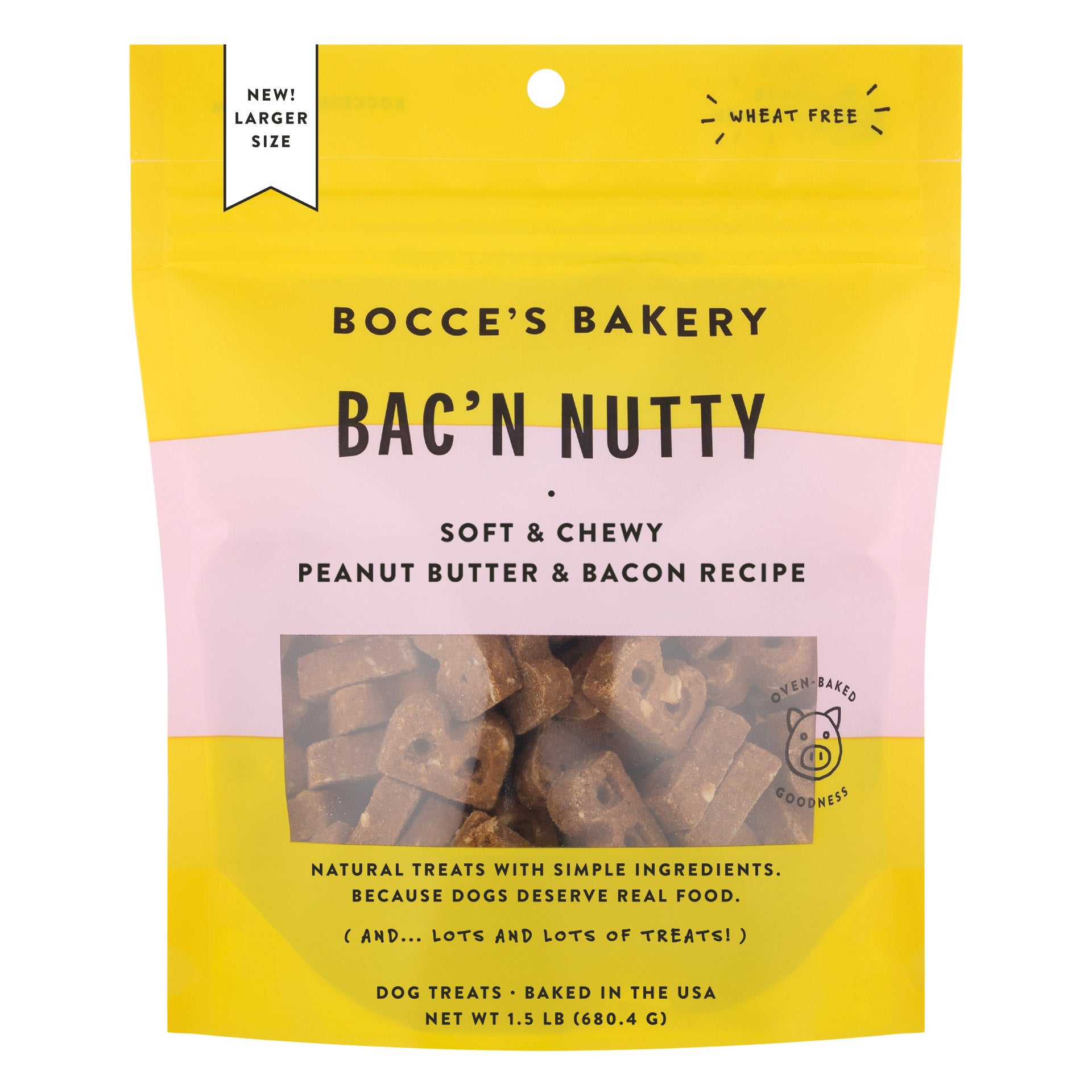BOCCE'S BAKERY BAC'N NUTTY SOFT & CHEWY TREATS 24 OZ