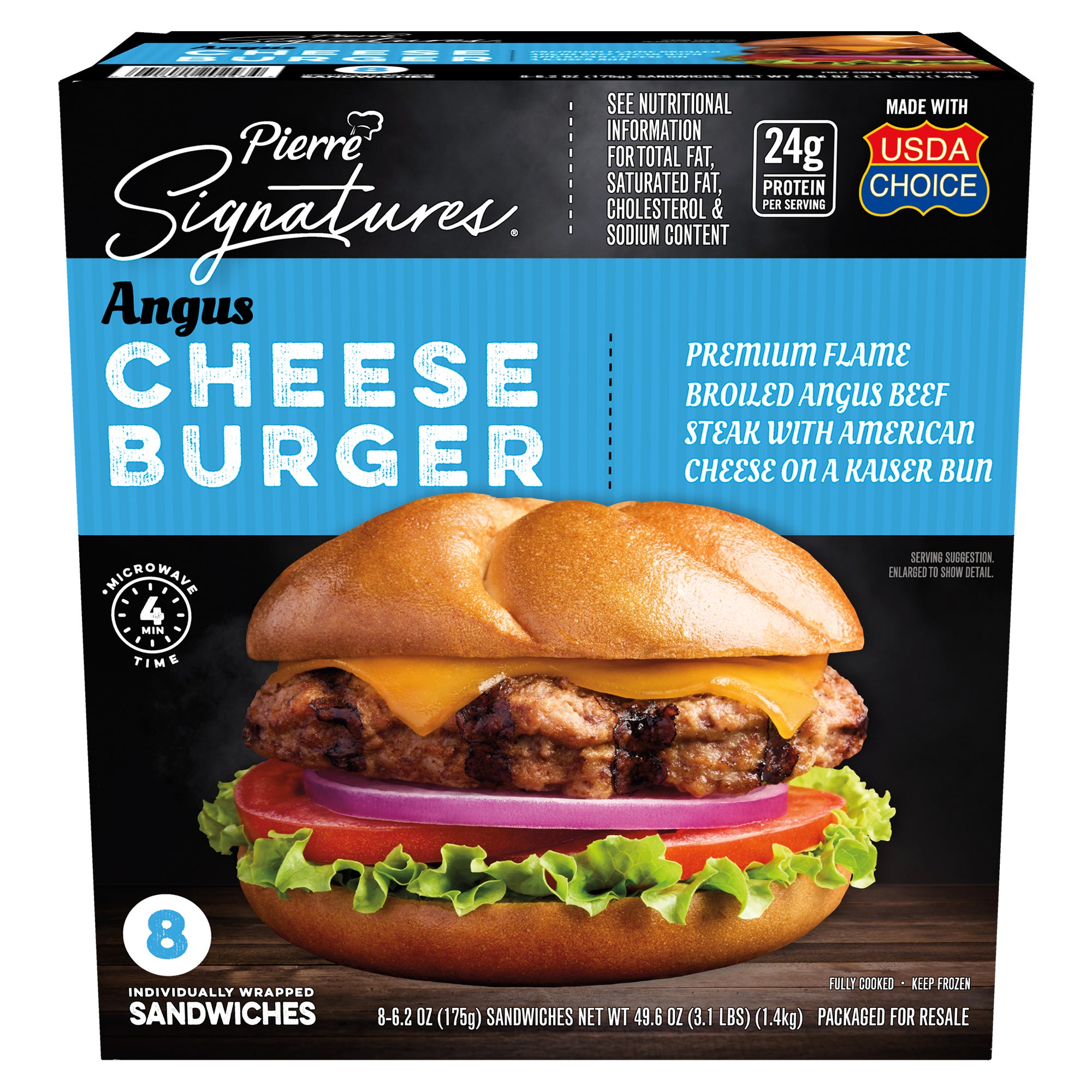 PIERRE SIGNATURES ANGUS CHEESEBURGER 8 COUNT BOX - Image 1