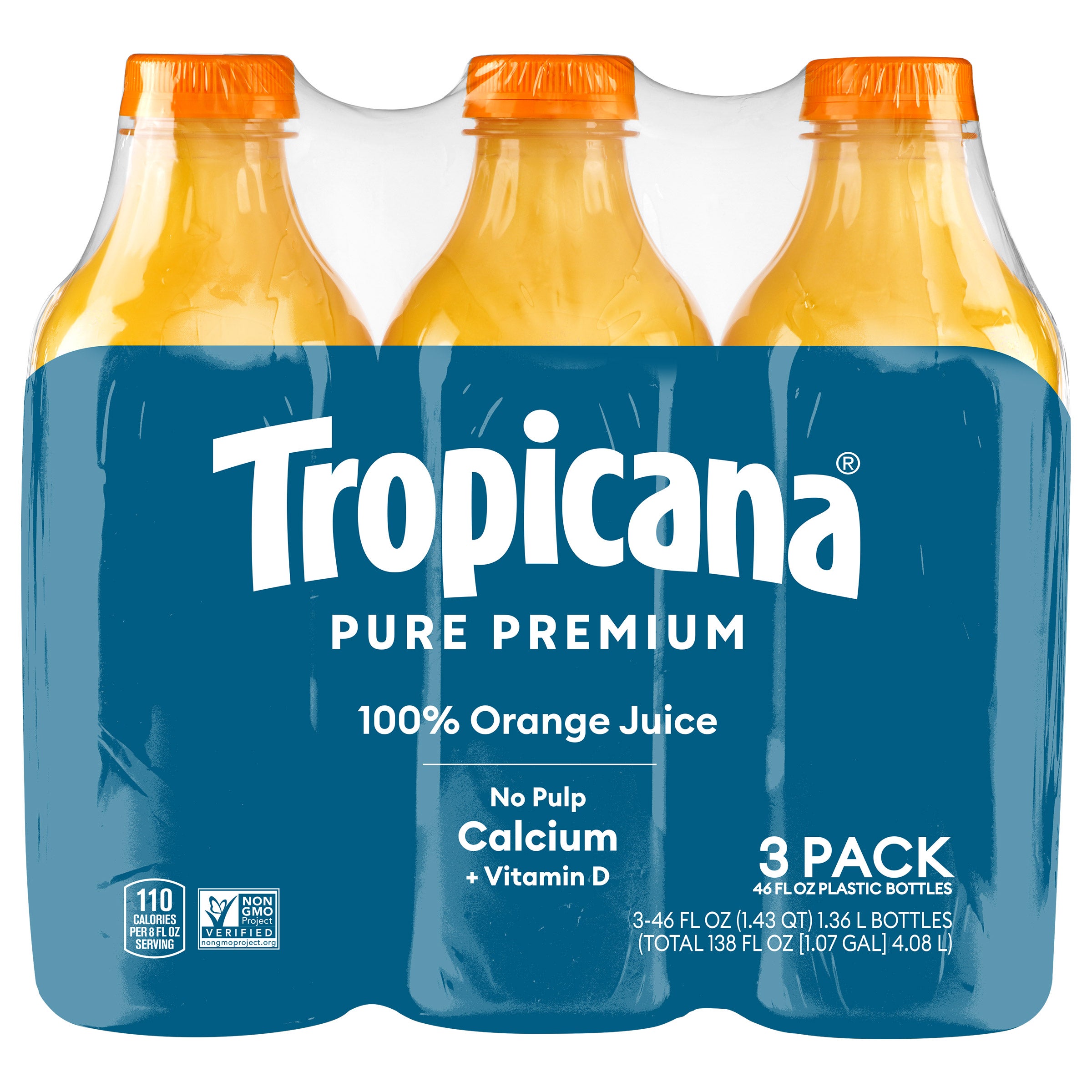 TROPICANA PURE PREMIUM ORANGE JUICE W/CALCIUM 3/46 FL OZ (4.313 QTS) - Image 1