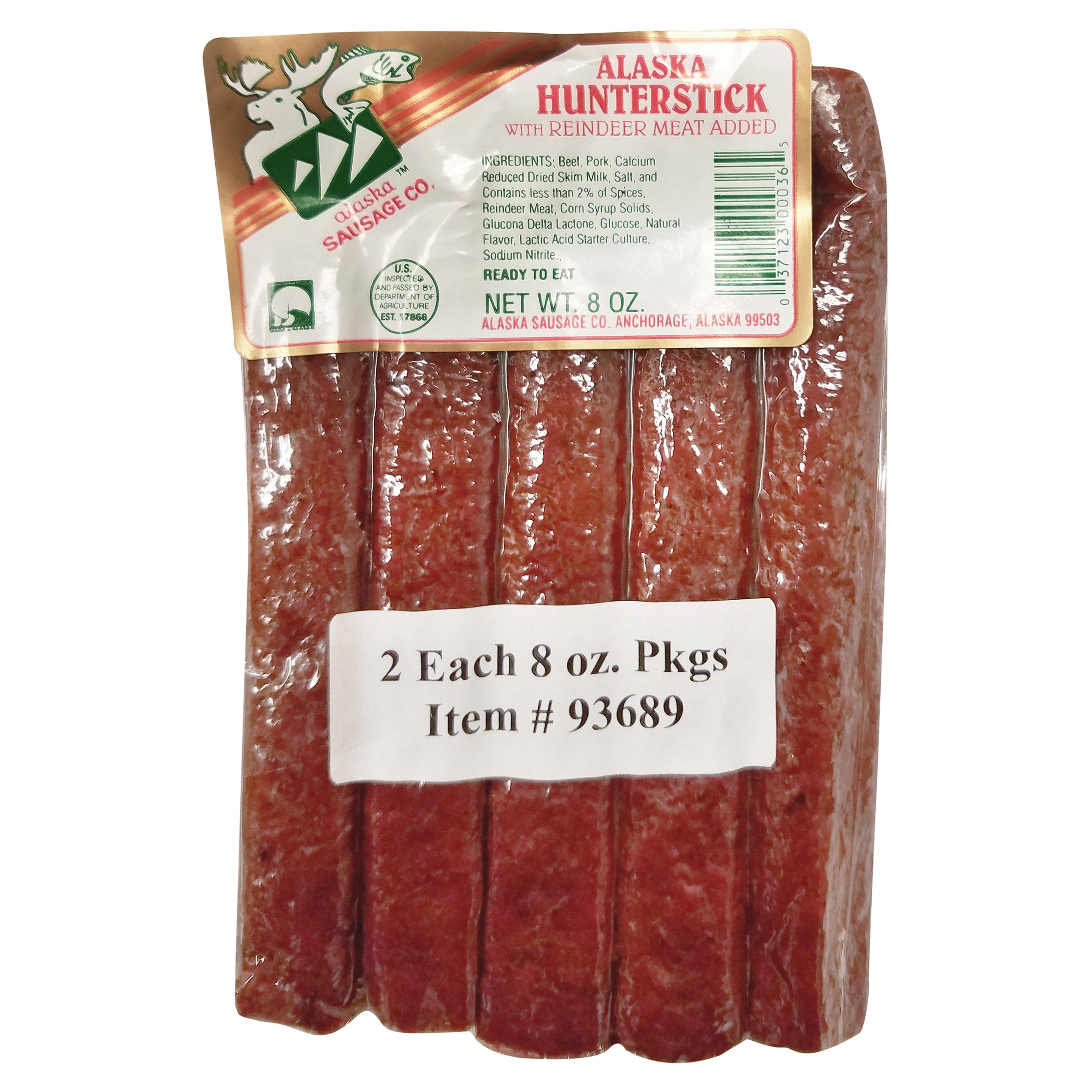 ALASKA SAUSAGE CO. HUNTER STICKS W/ REINDEER 2/8 OZ