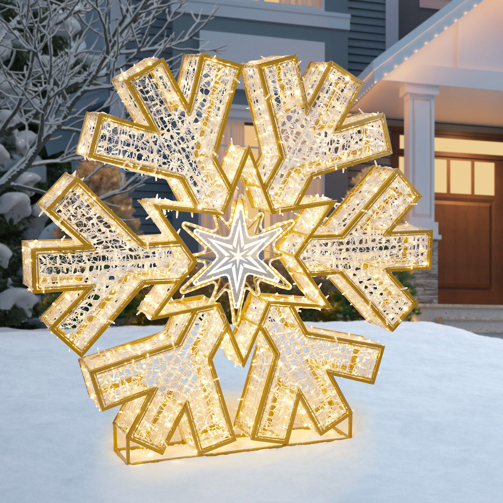 6.5' SNOWFLAKE WITH LED LIGHTS