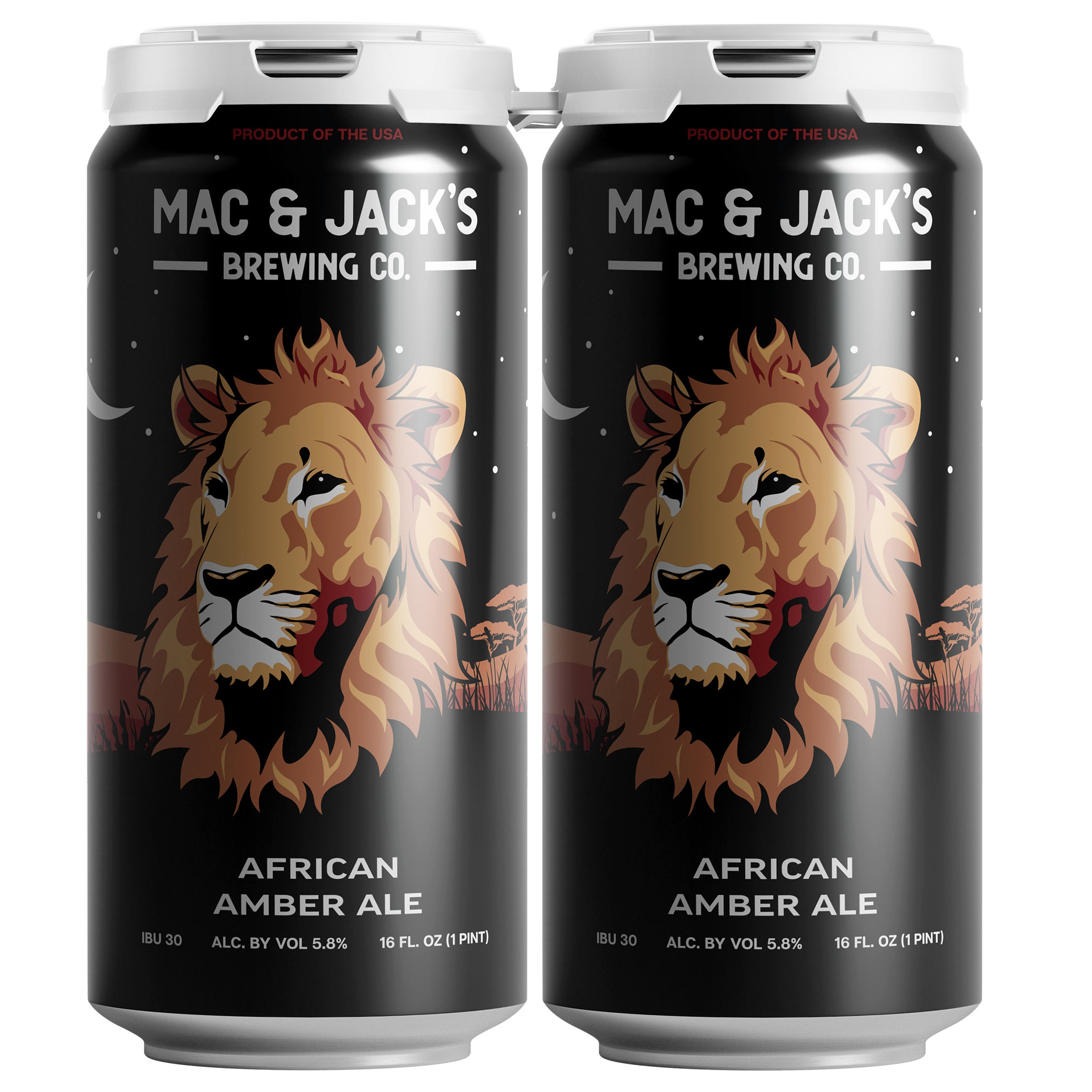 MAC AND JACK'S BREWING AFRICAN AMBER ALE REDMOND WA 4/16OZ - Image 1