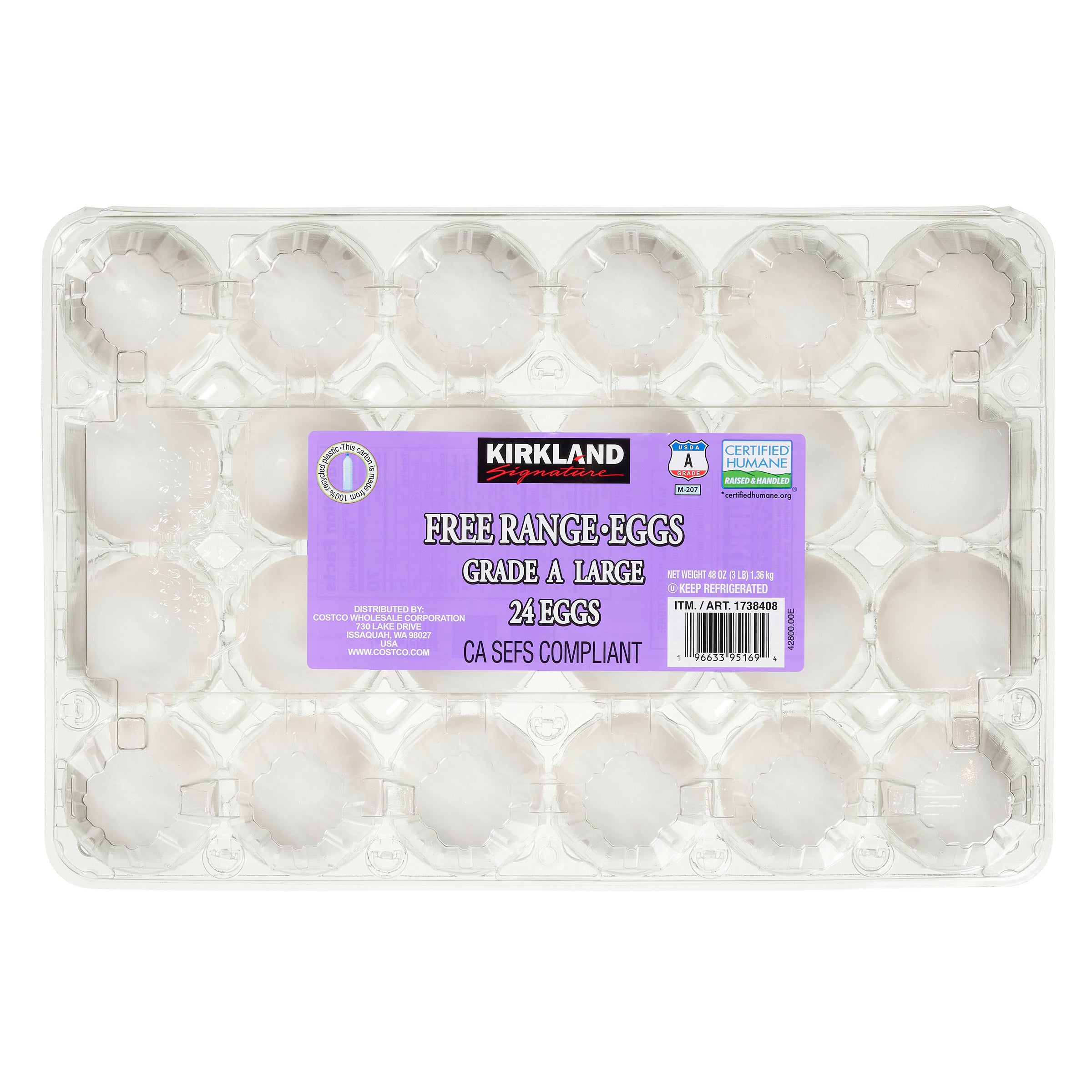 KIRKLAND SIGNATURE FREE RANGE LARGE EGGS USDA GRADE A 2DZ