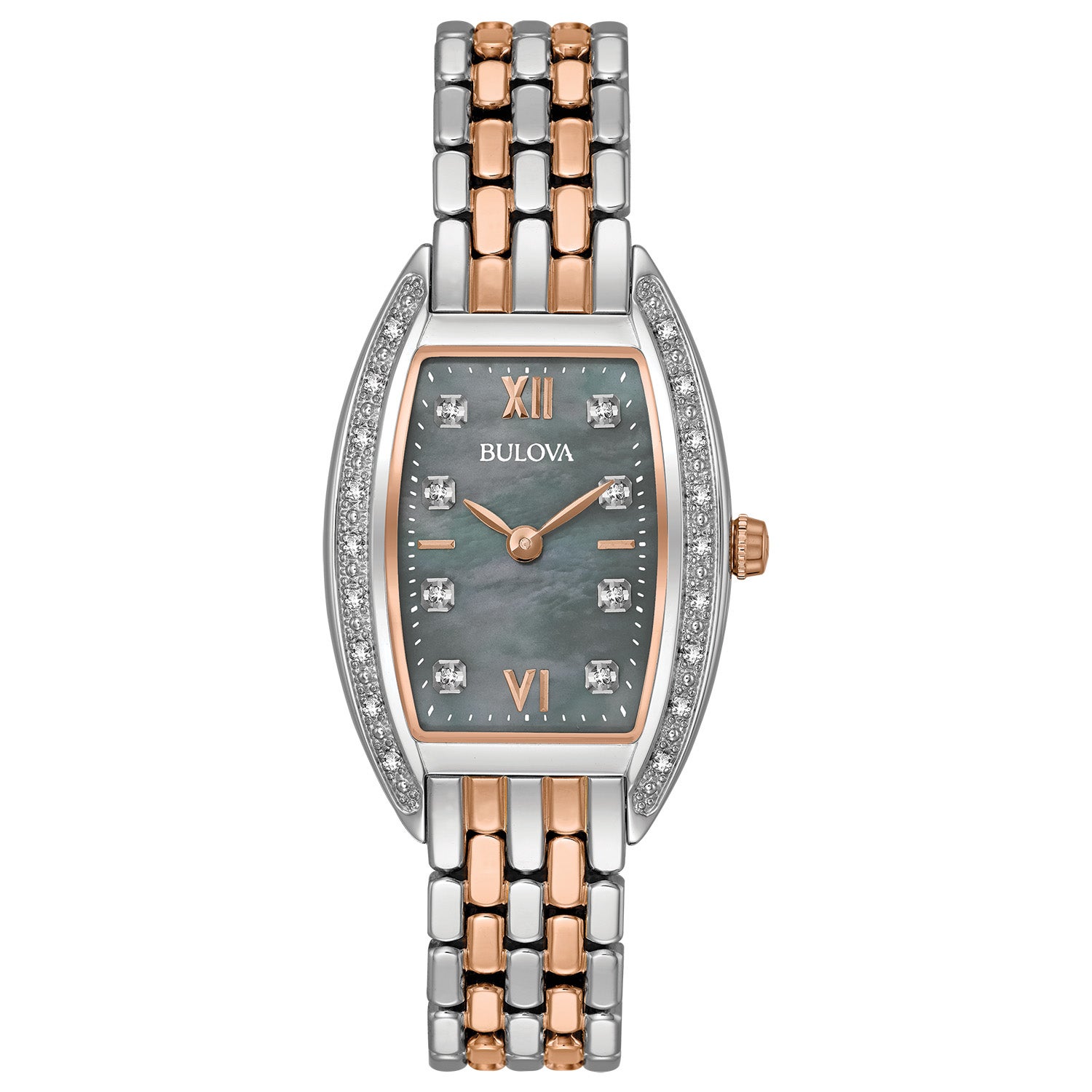BULOVA LADIES STAINLESS STEEL GREY MOTHER OF PEARL