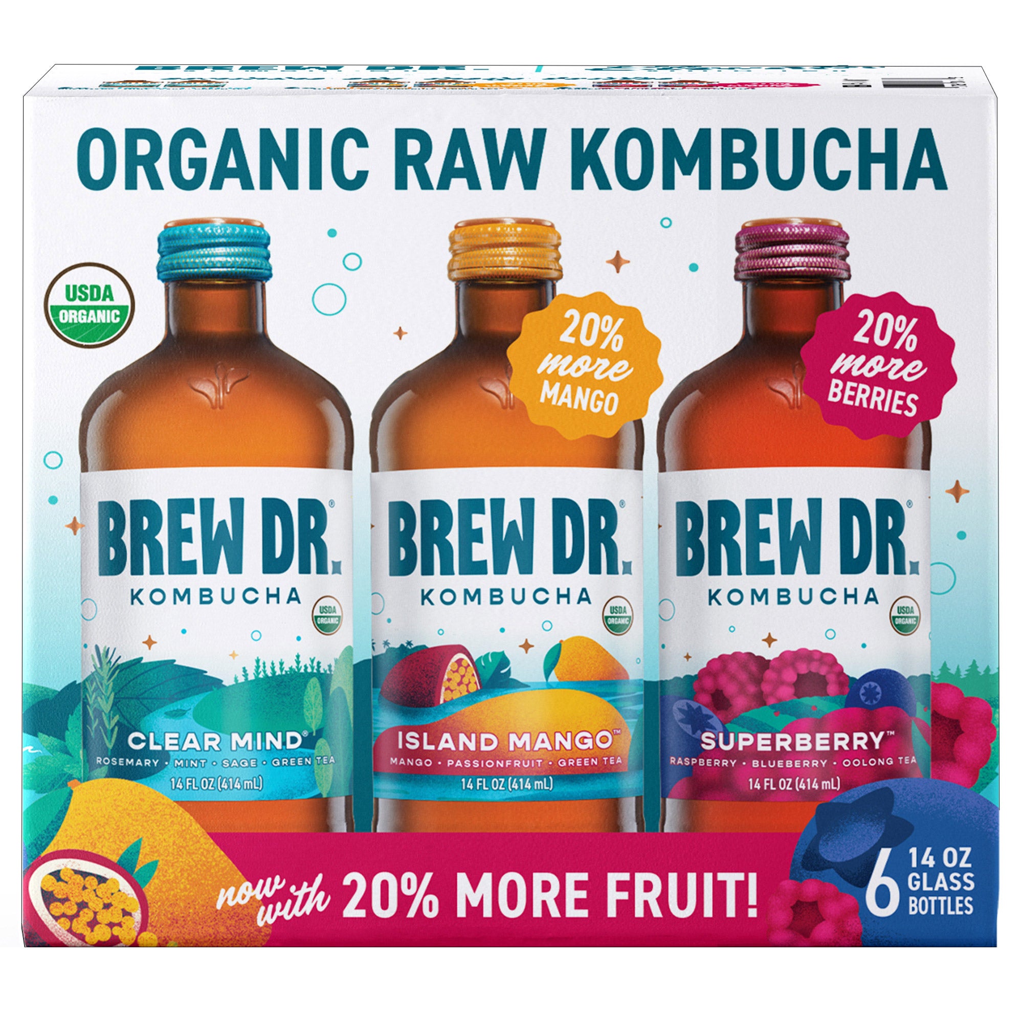 BREW DR ORGANIC KOMBUCHA VARIETY PACK 6/14 OZ