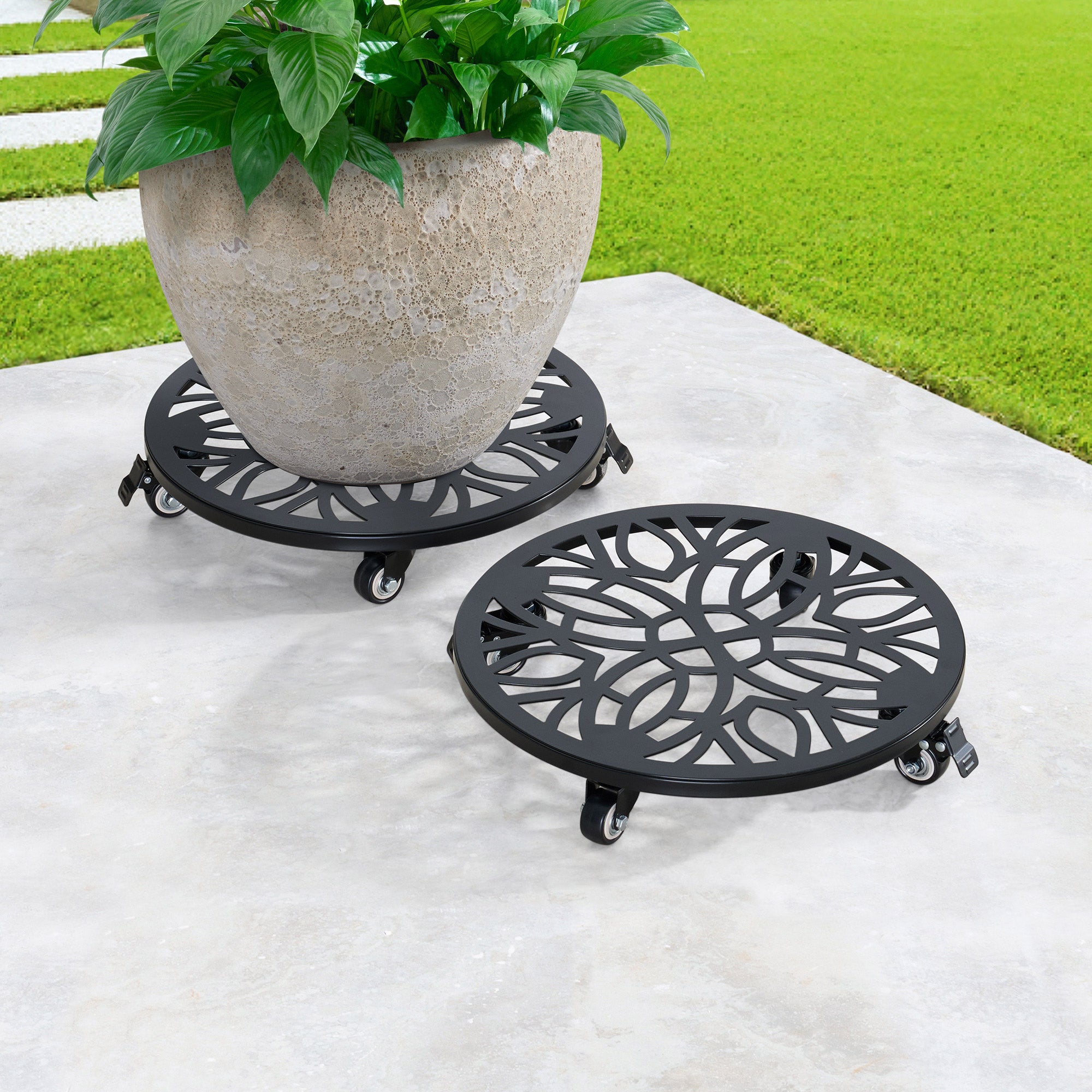 STEEL PLANTER CADDY SET OF TWO