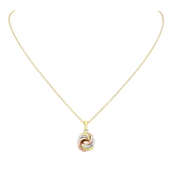 14KT TRI-COLOR GOLD LOVE KNOT PENDANT MADE IN ITALY