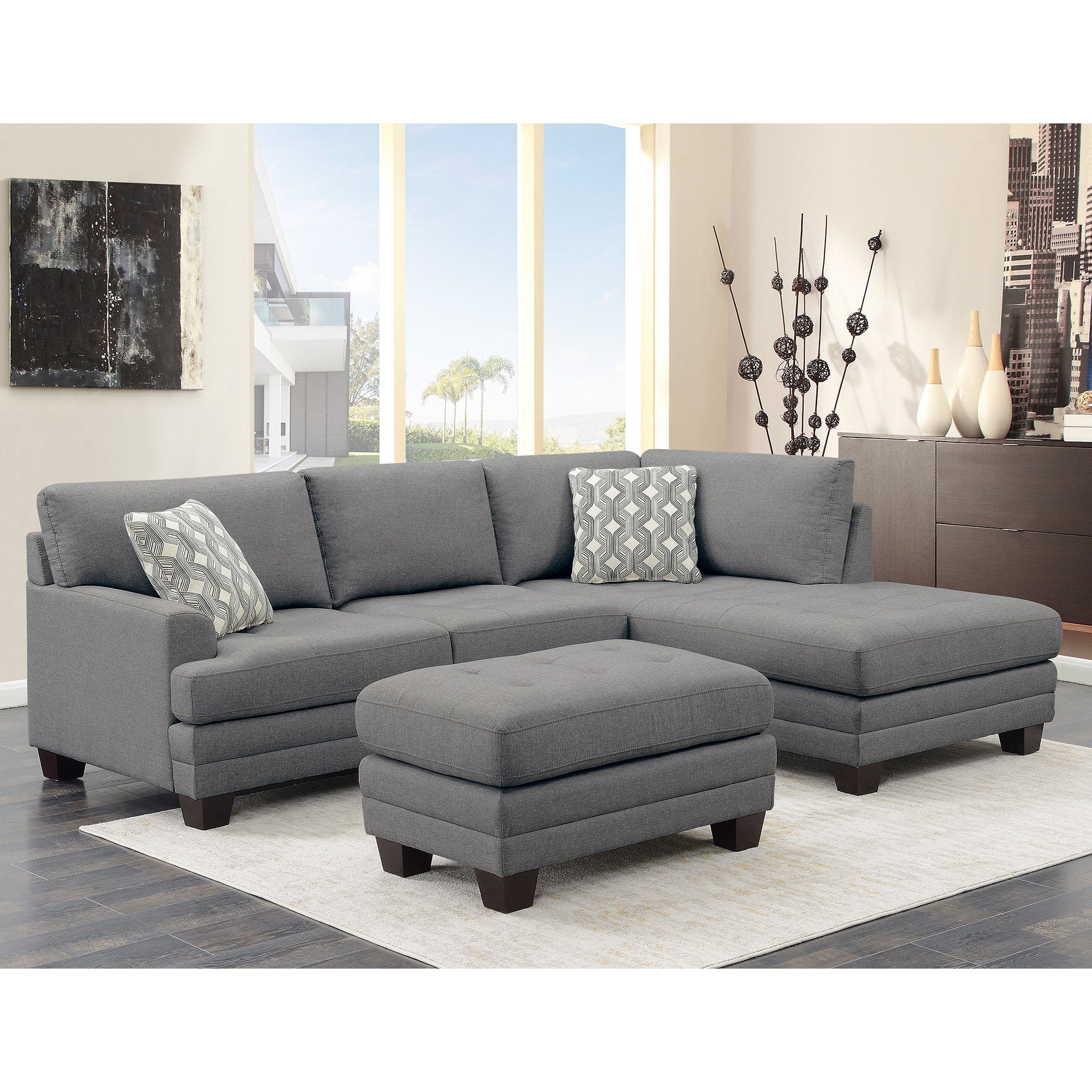 TRUE INNOVATIONS FABRIC SECTIONAL WITH OTTOMAN - Image 1