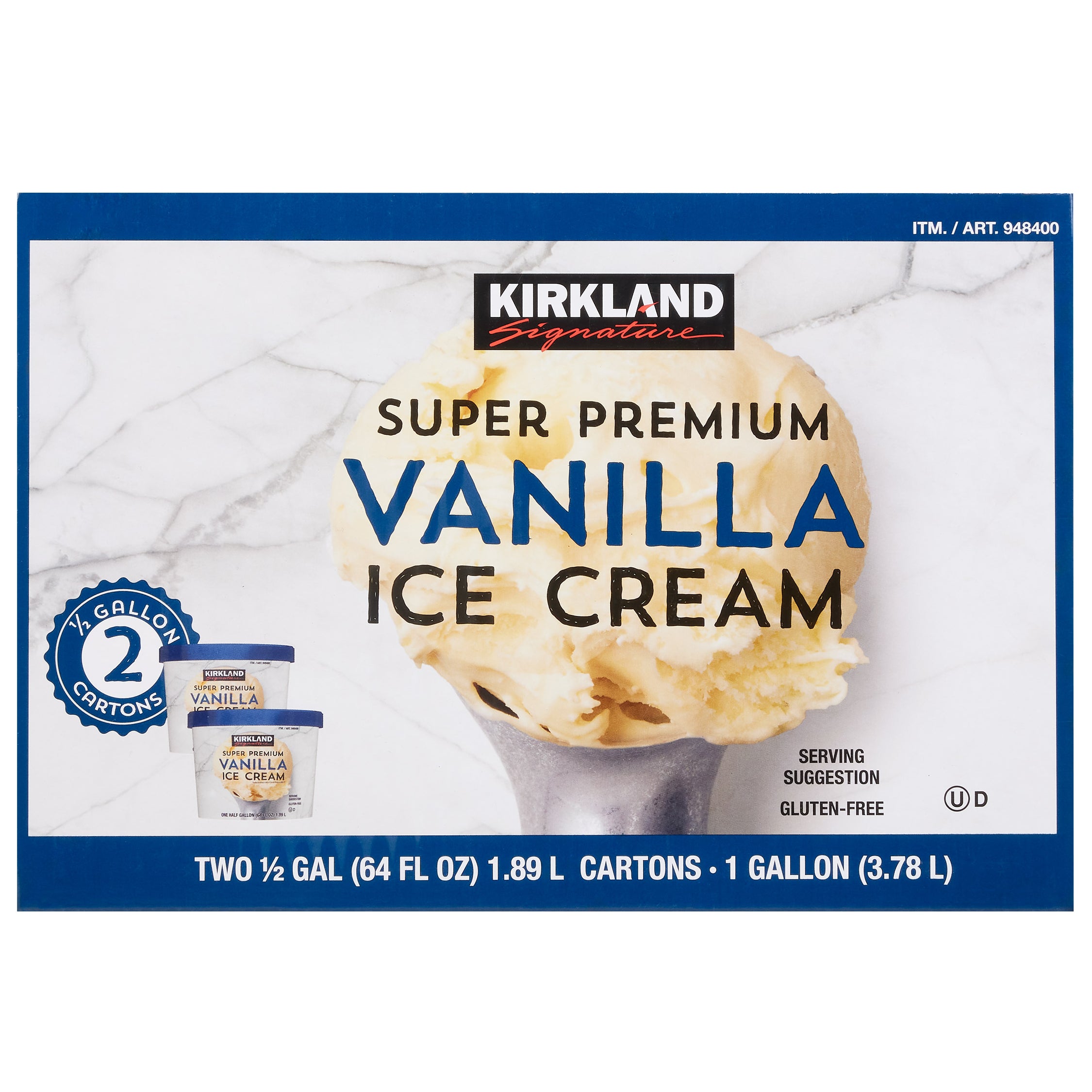 KIRKLAND SIGNATURE SUPER PREMIUM VANILLA 2-1/2 GALLON (4 QTS)