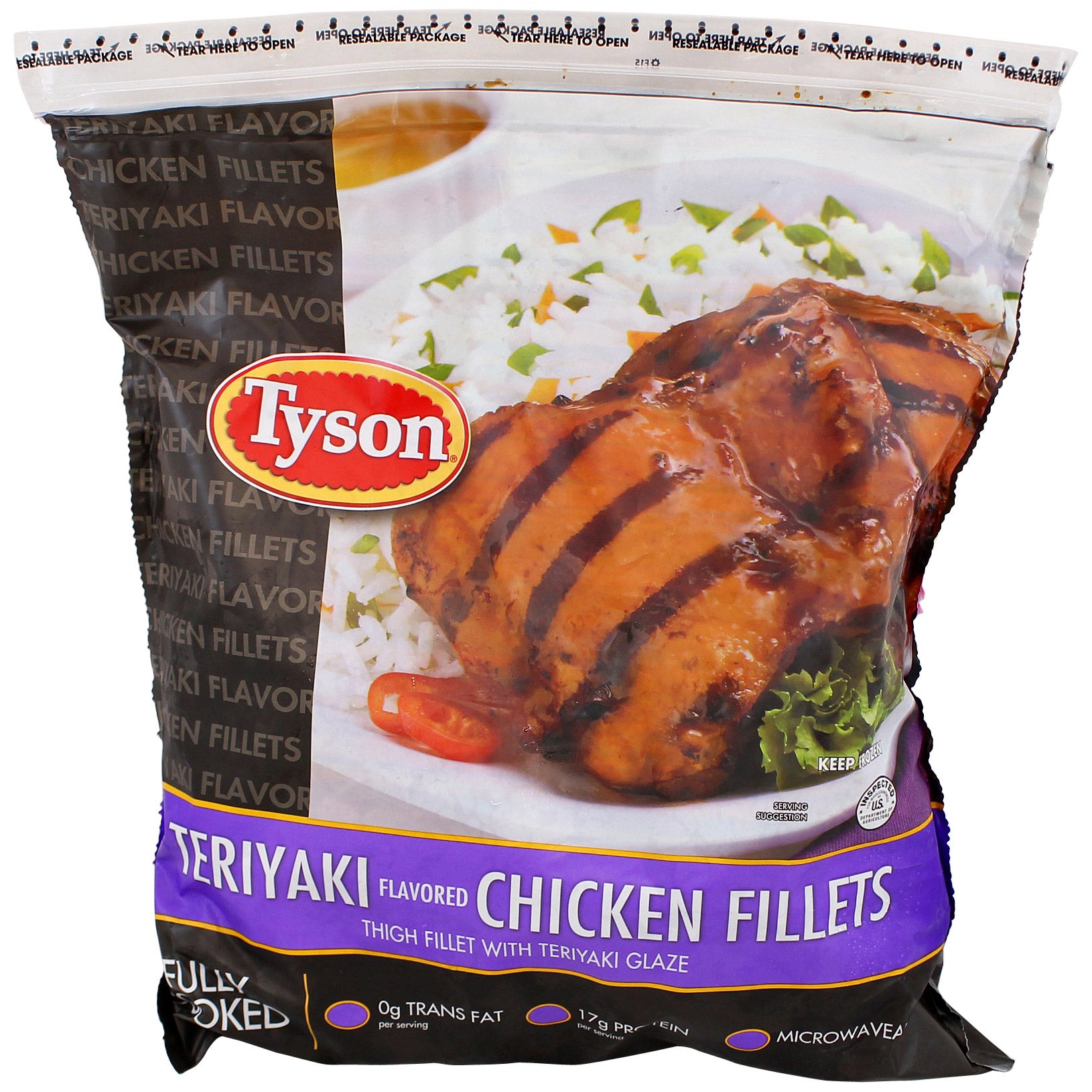 TYSON COOKED TERIYAKI CHICKEN THIGH FILLETS 3.5 POUNDS