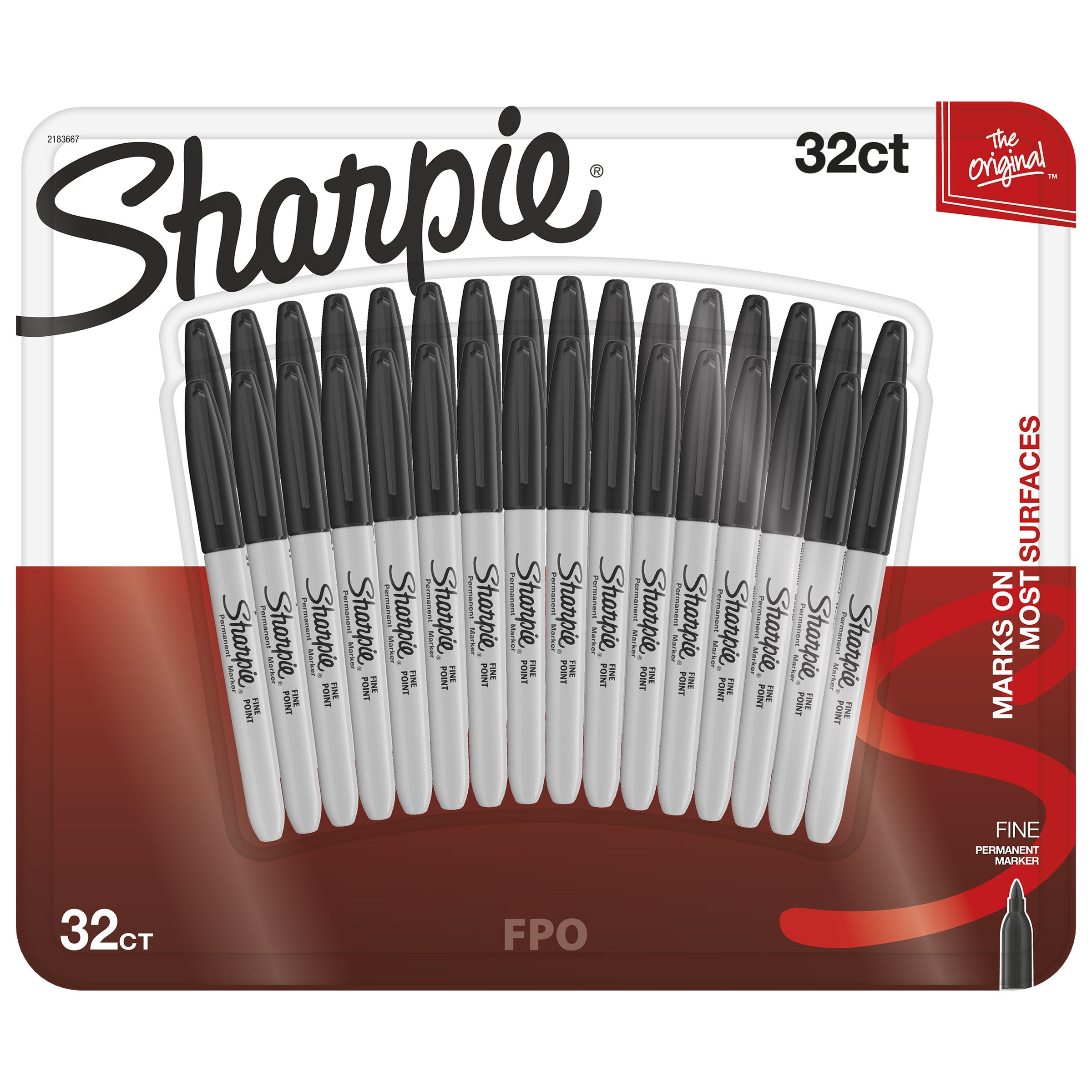 SHARPIE PERMANENT MARKER BLACK 32CT - Image 1