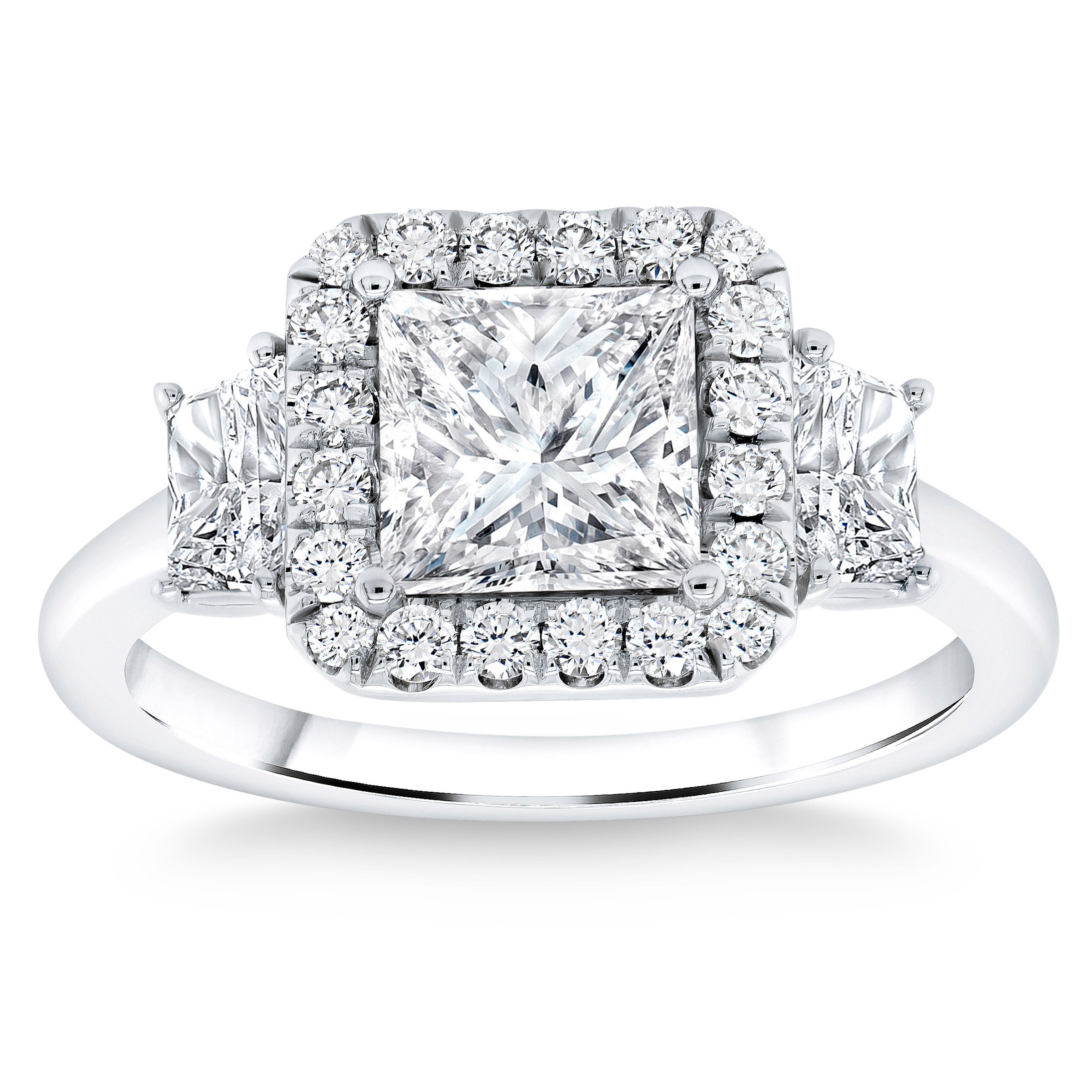 2.28CTW PRINCESS CUT 18KT WG WEDDING RING 1.50CT CENTER VS1 ¨G¨ - Image 1