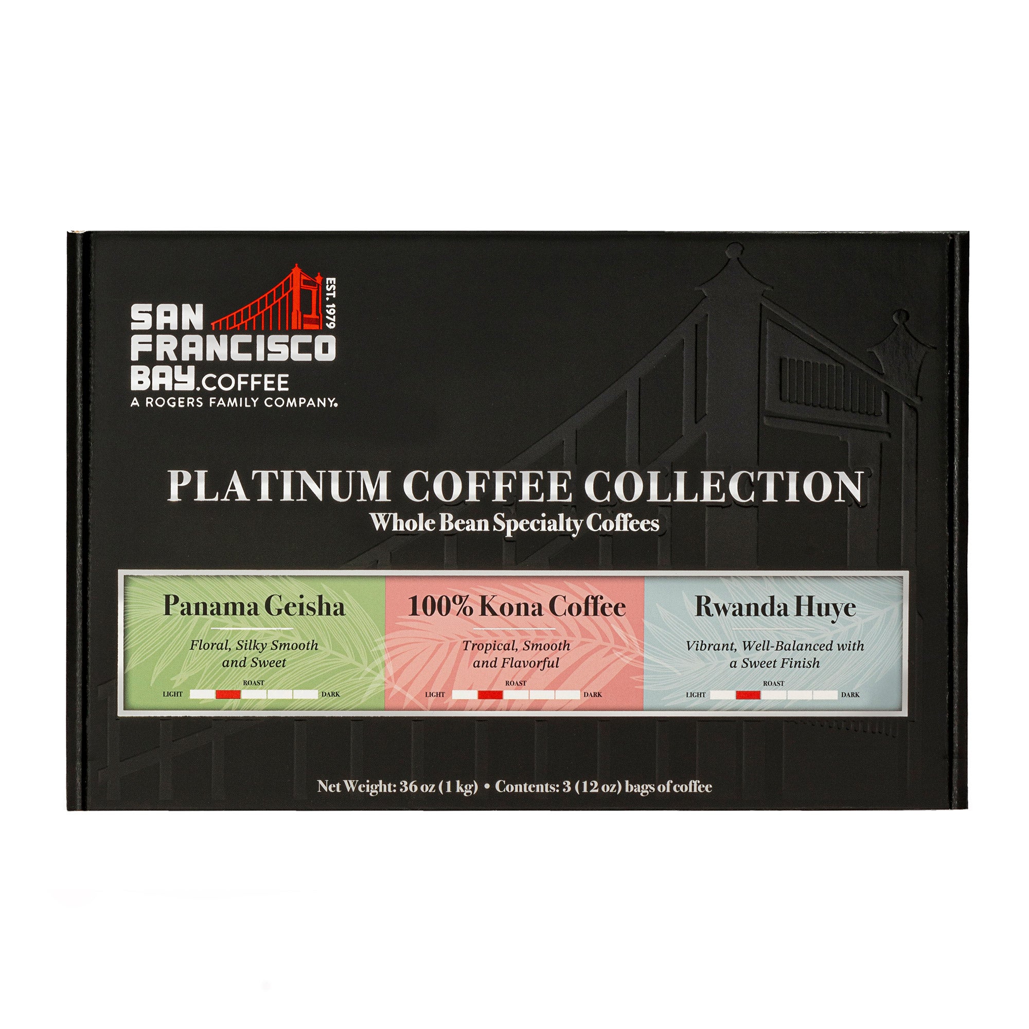 SF BAY COFFEE PREMIUM COFFEE VARIETY WHOLE BEAN 3/12 OZ EA