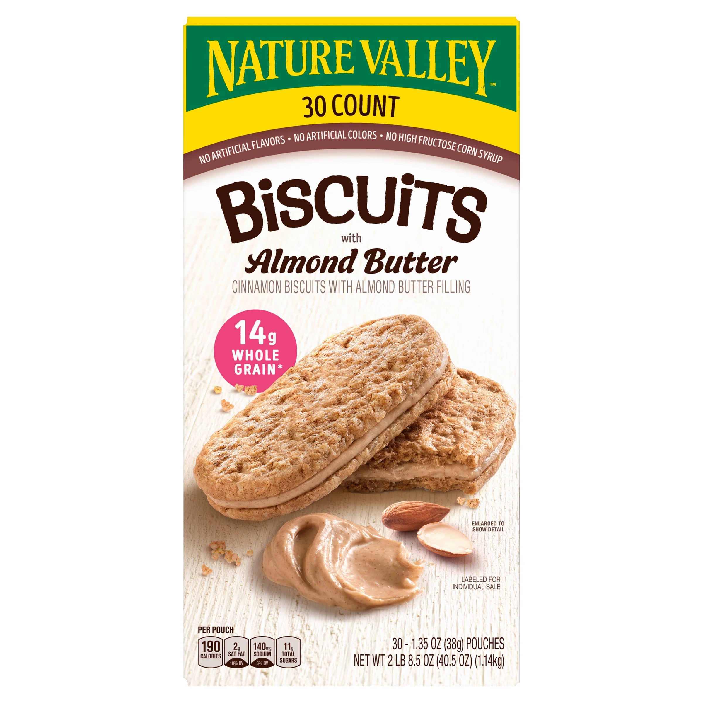 NATURE VALLEY ALMOND BUTTER BISCUITS 30/1.35 OZ (2.53 LBS) - Image 1