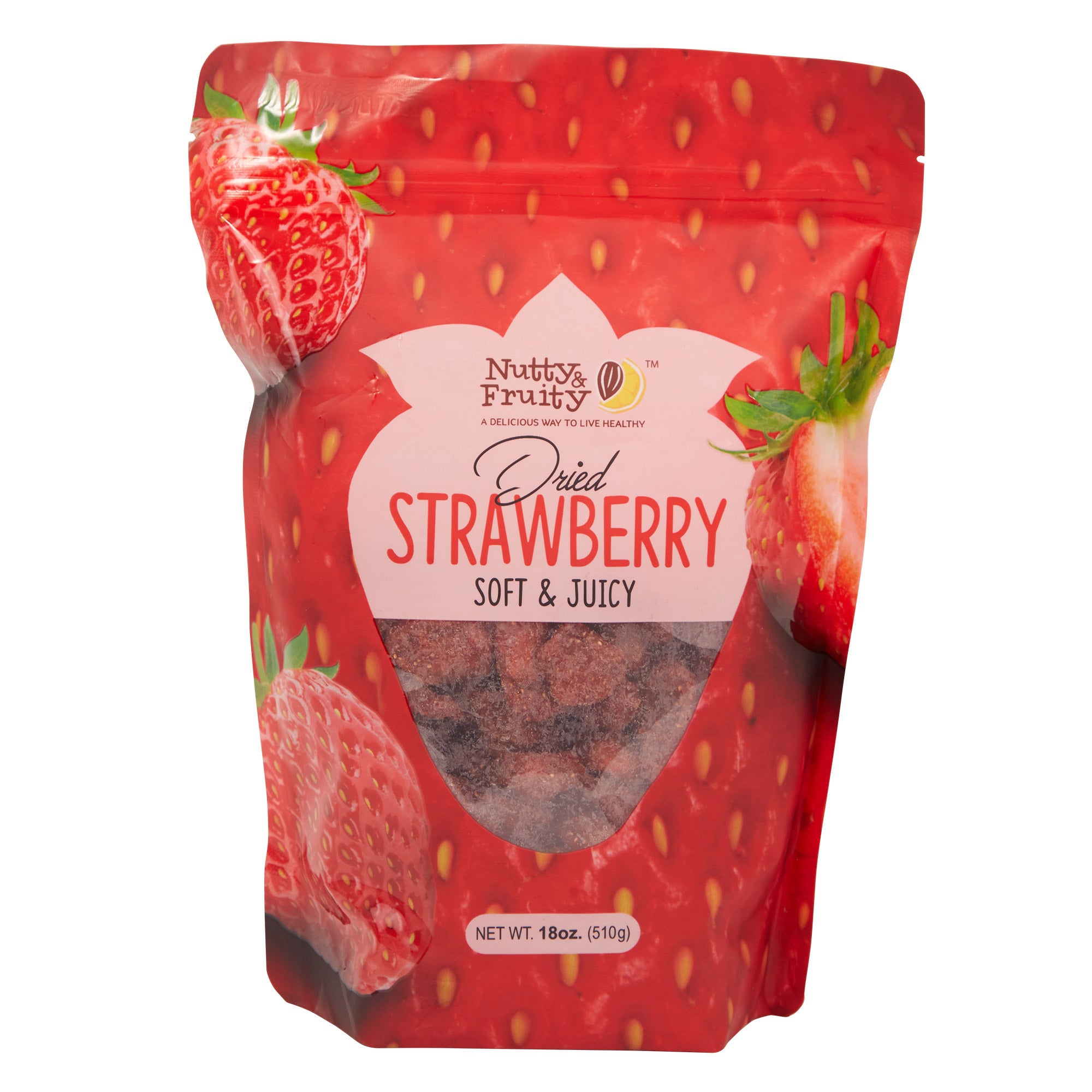 NUTTY & FRUITY DRIED STRAWBERRIES 18 OZ - Image 1