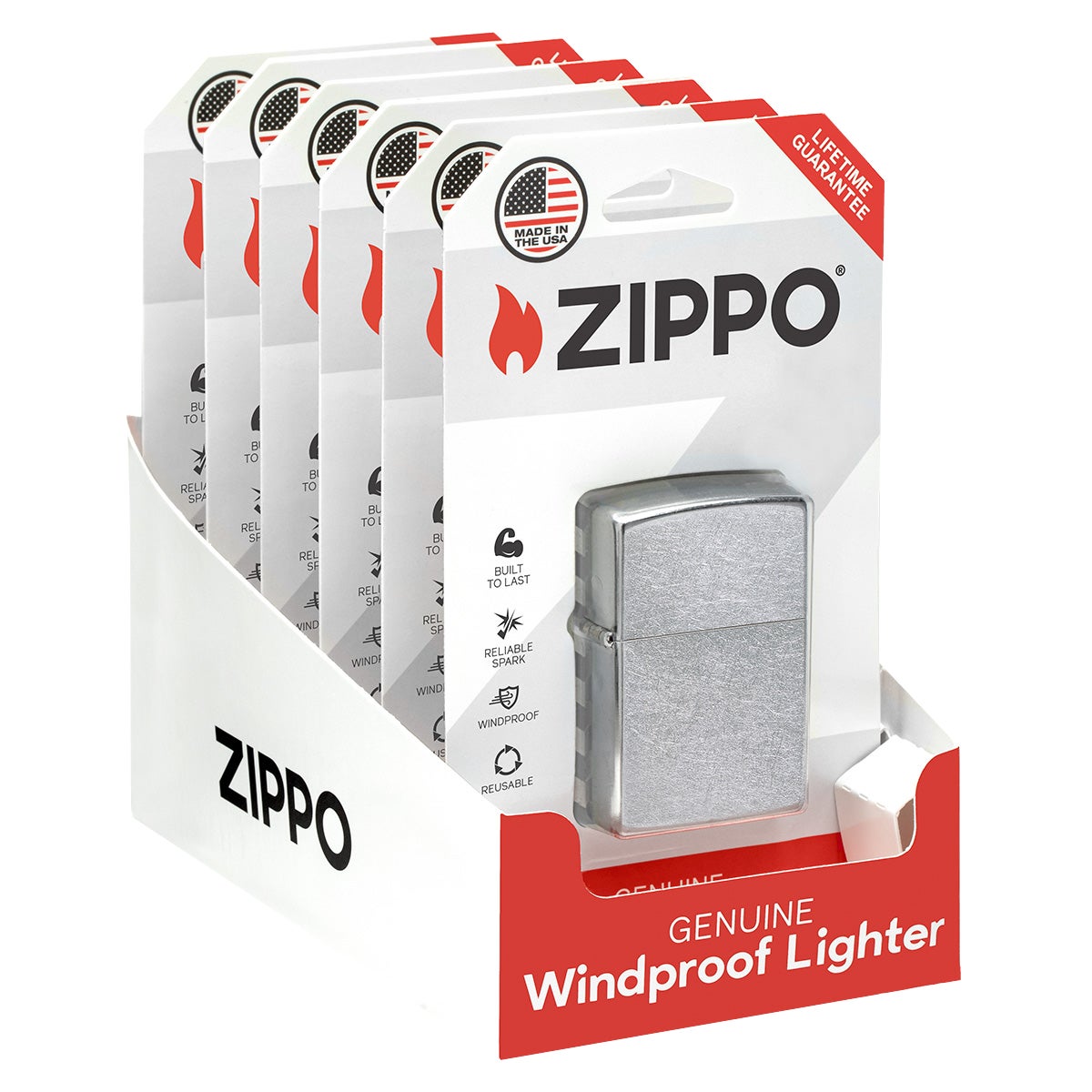 ZIPPO 6 CT CHROME LIGHTERS - Image 1