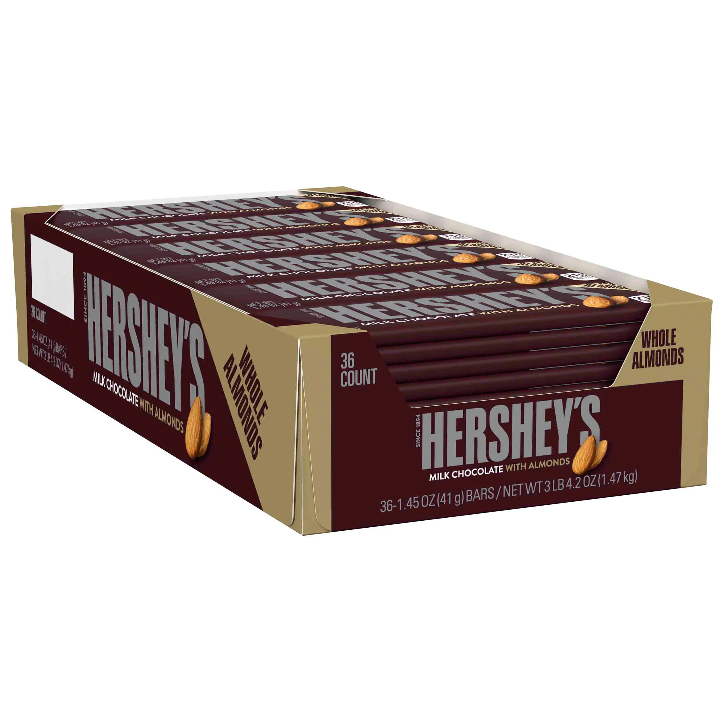 HERSHEY'S CHOCOLATE W/ALMONDS 36/1.45 OZ - Image 1