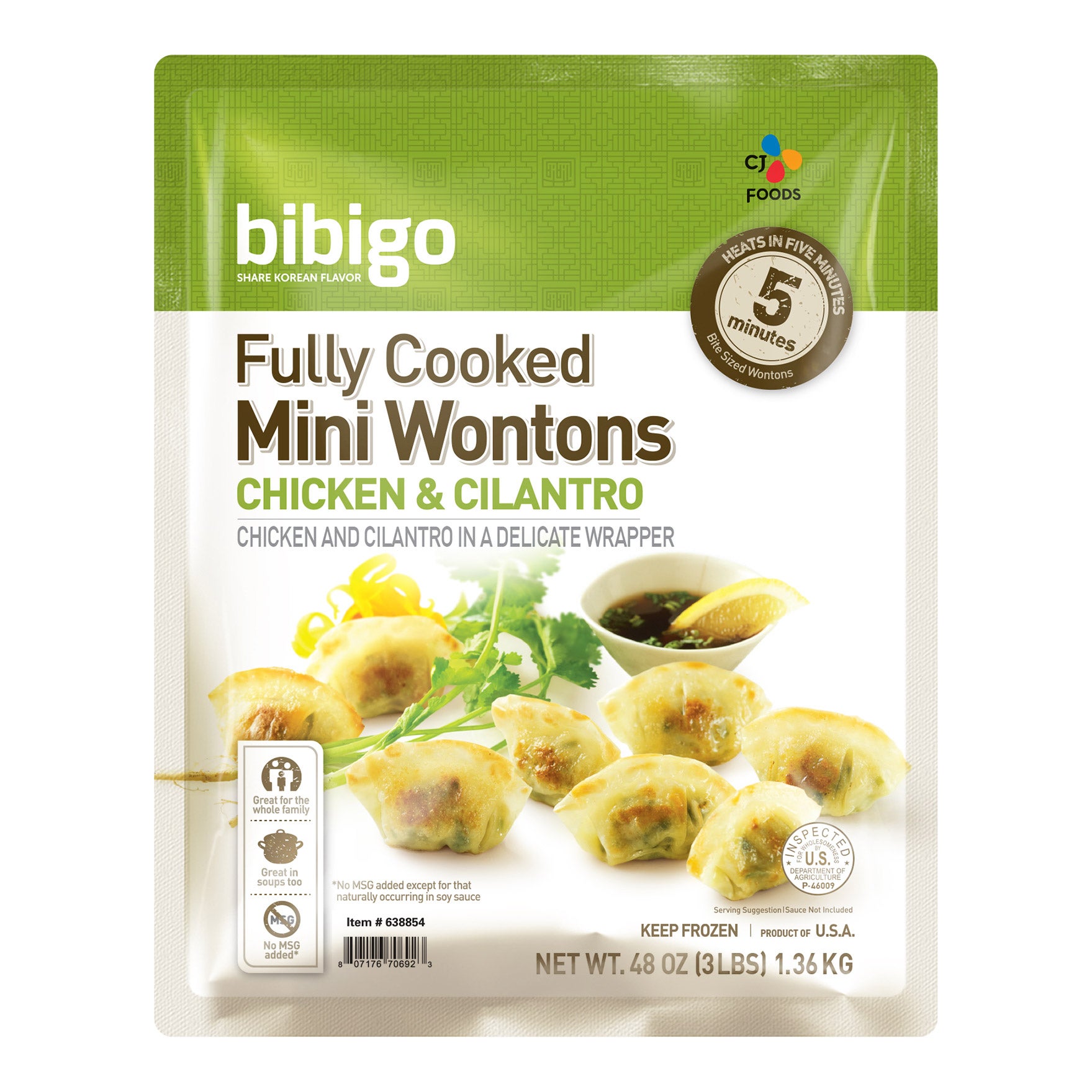 CJ BIBIGO CHICKEN & CILANTRO MINI WONTON 48 OZ