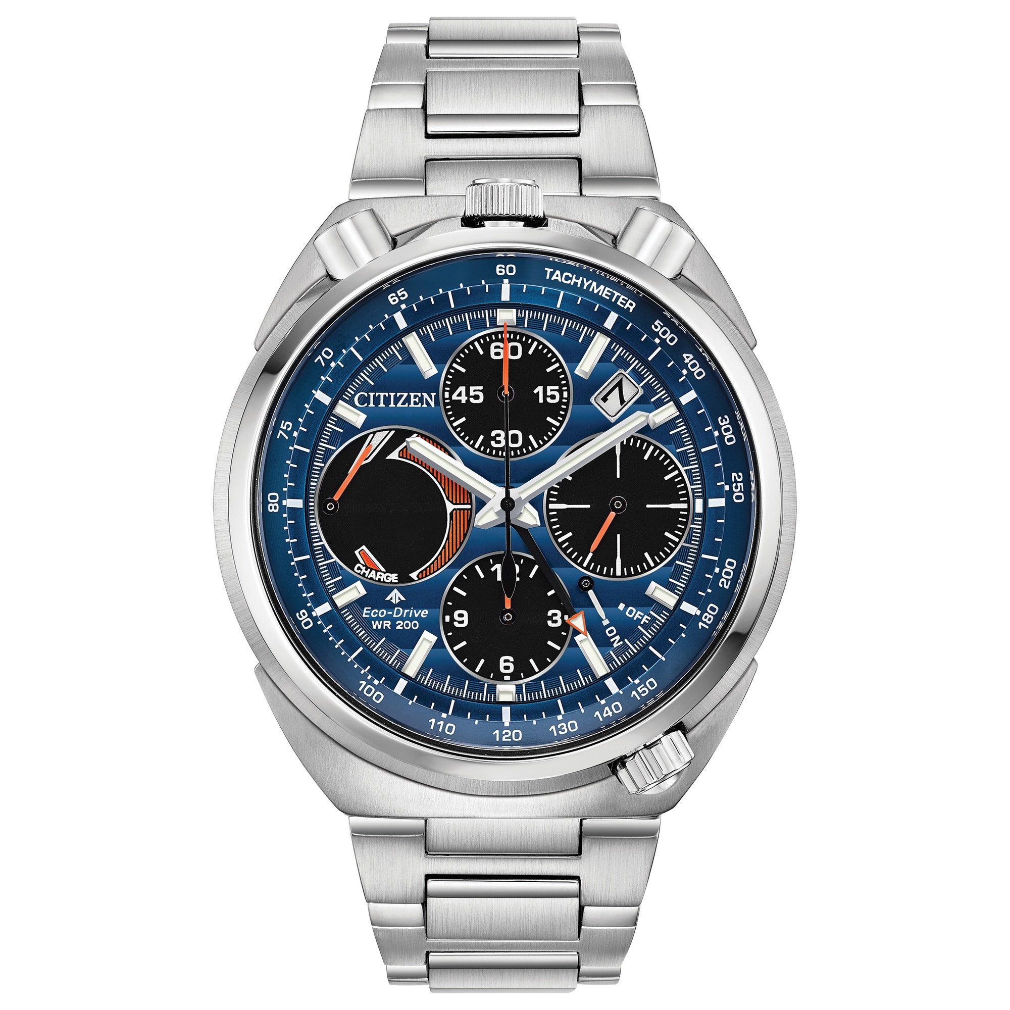 CITIZEN TSUNO RACER STAINLESS STEEL MENS CHRONOGRAPH WATCH - Image 1