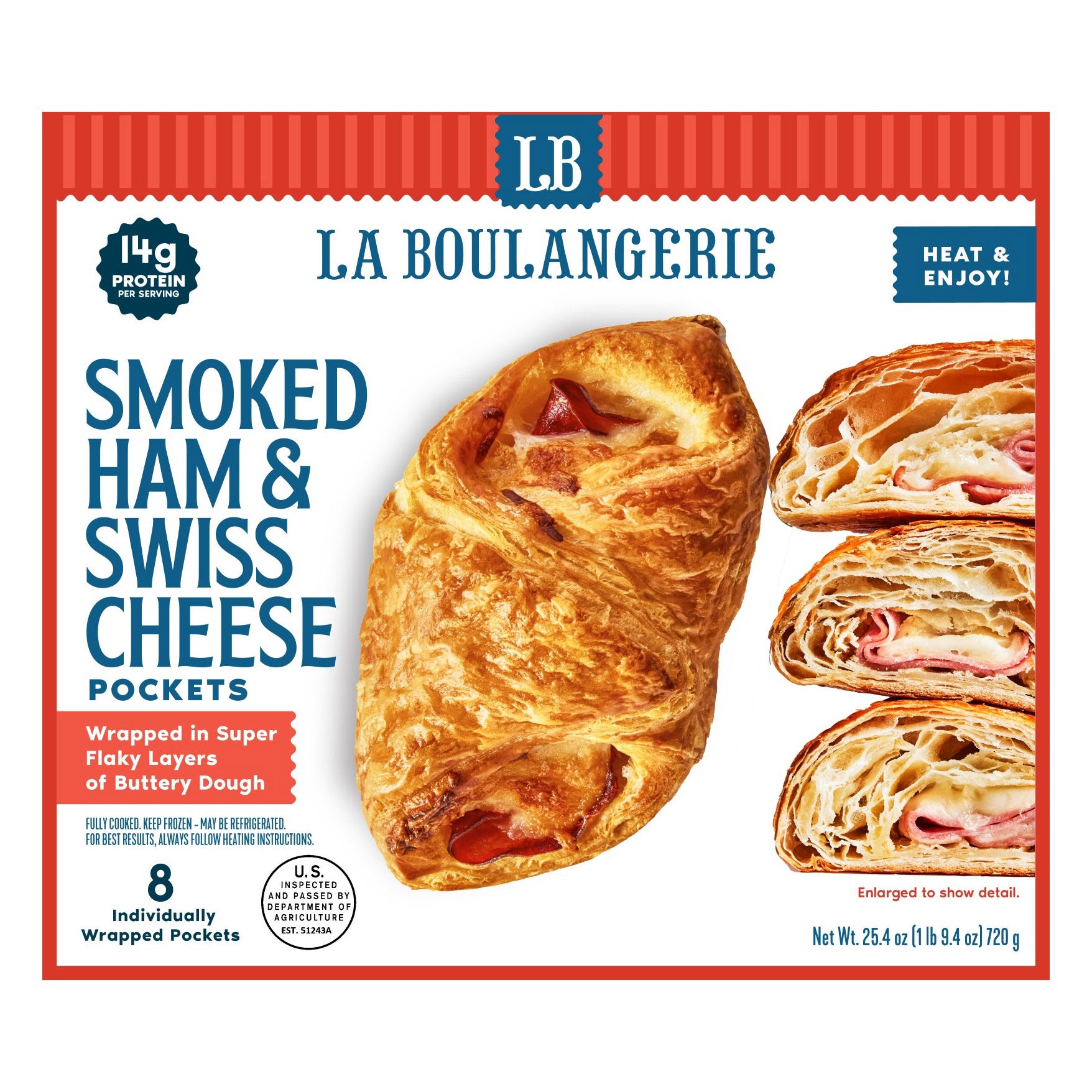 LA BOULANGERIE HAM AND SWISS POCKET 8 COUNT BOX