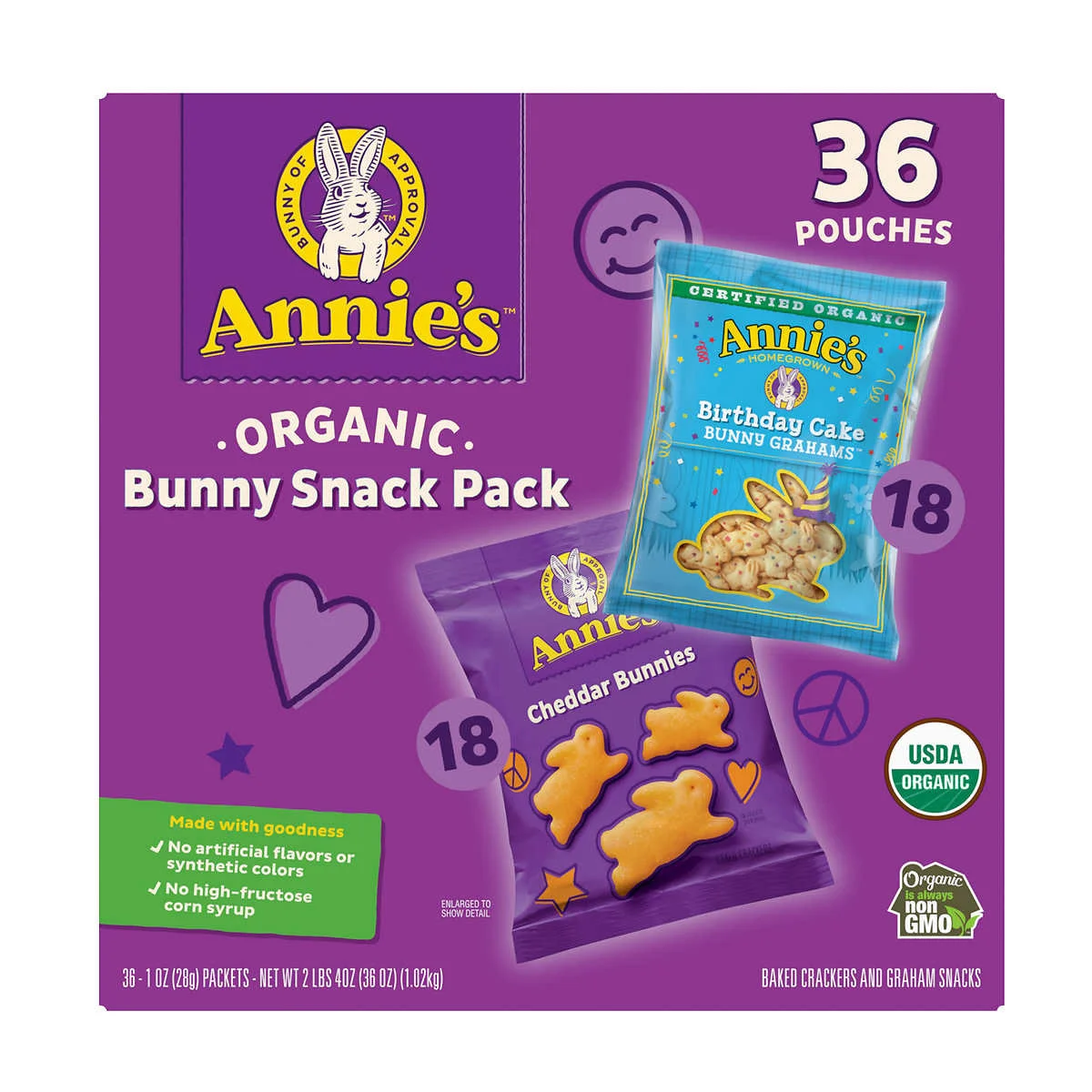 ANNIE'S ORGANIC BUNNY SNACKS VARIETY 36CT / 1.07 OZ - Image 1