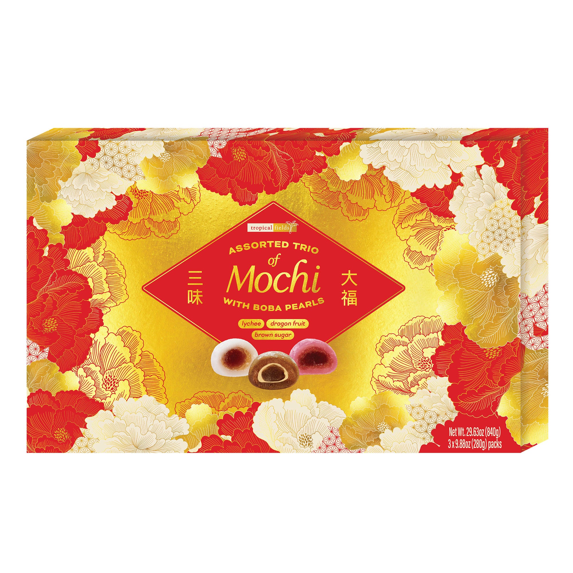 TROPICAL FIELDS ASSORTED TRIO OF MOCHI 29.63 OUNCES
