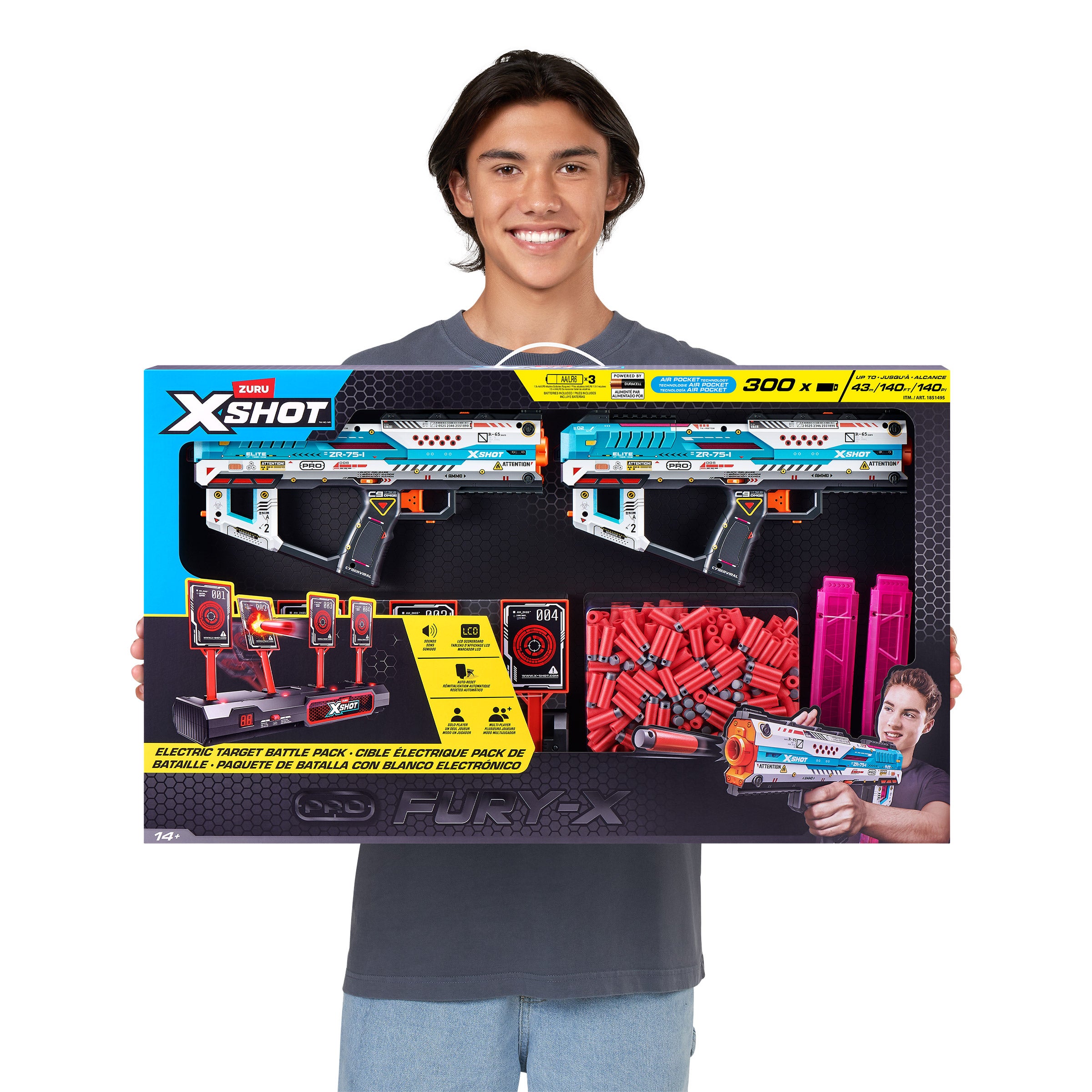X-SHOT PRO FURY X 2PK W/ INTERACTIVE TARGET 300 DARTS - Image 1