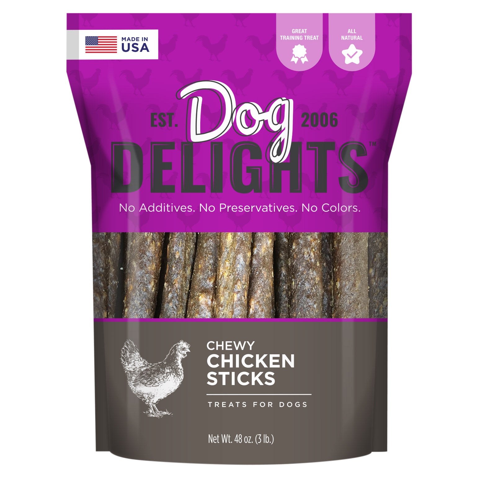 DOG DELIGHTS CHEWY CHICKEN STICKS 48 OUNCES