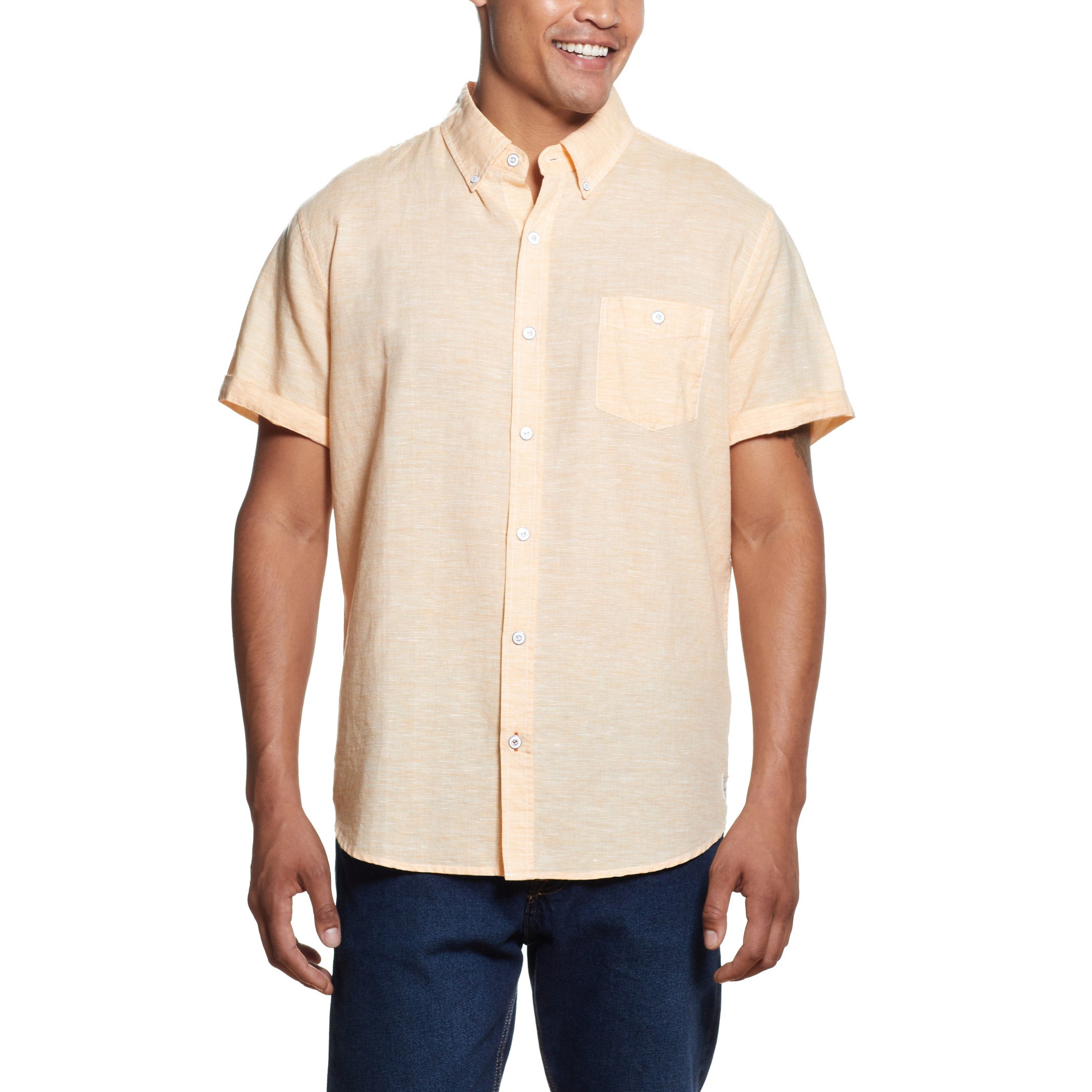 WEATHERPROOF VINTAGE MEN'S COTTON/LINEN SHORT SLEEVE SHIRT