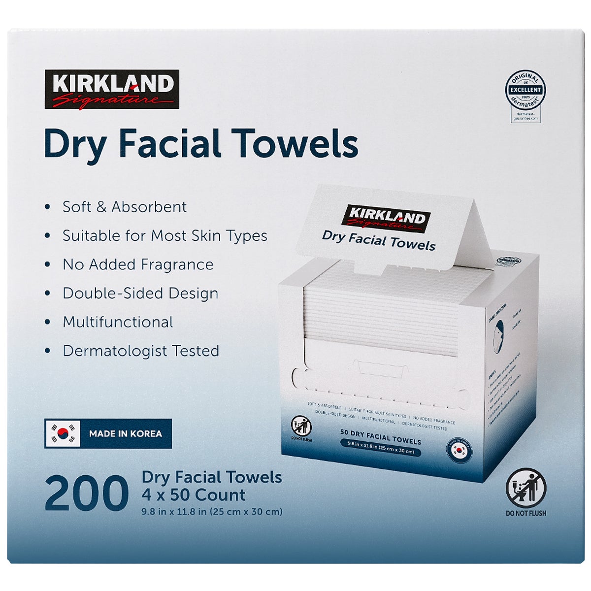 KIRKLAND SIGNATURE DAILY DRY FACIAL TOWEL 4 - PK 50 CT.