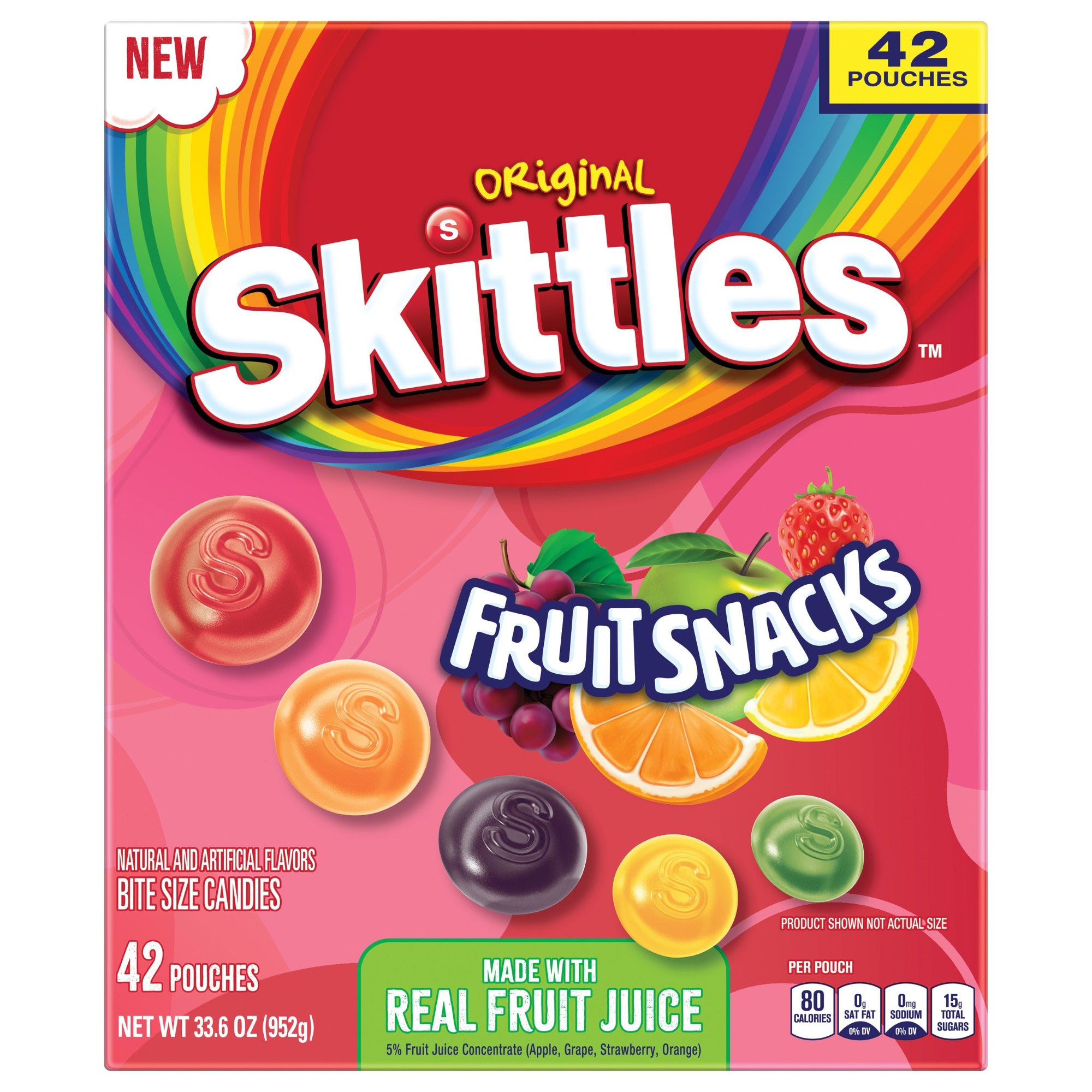SKITTLES FRUIT SNACKS 42 PACK 33.6 OUNCES