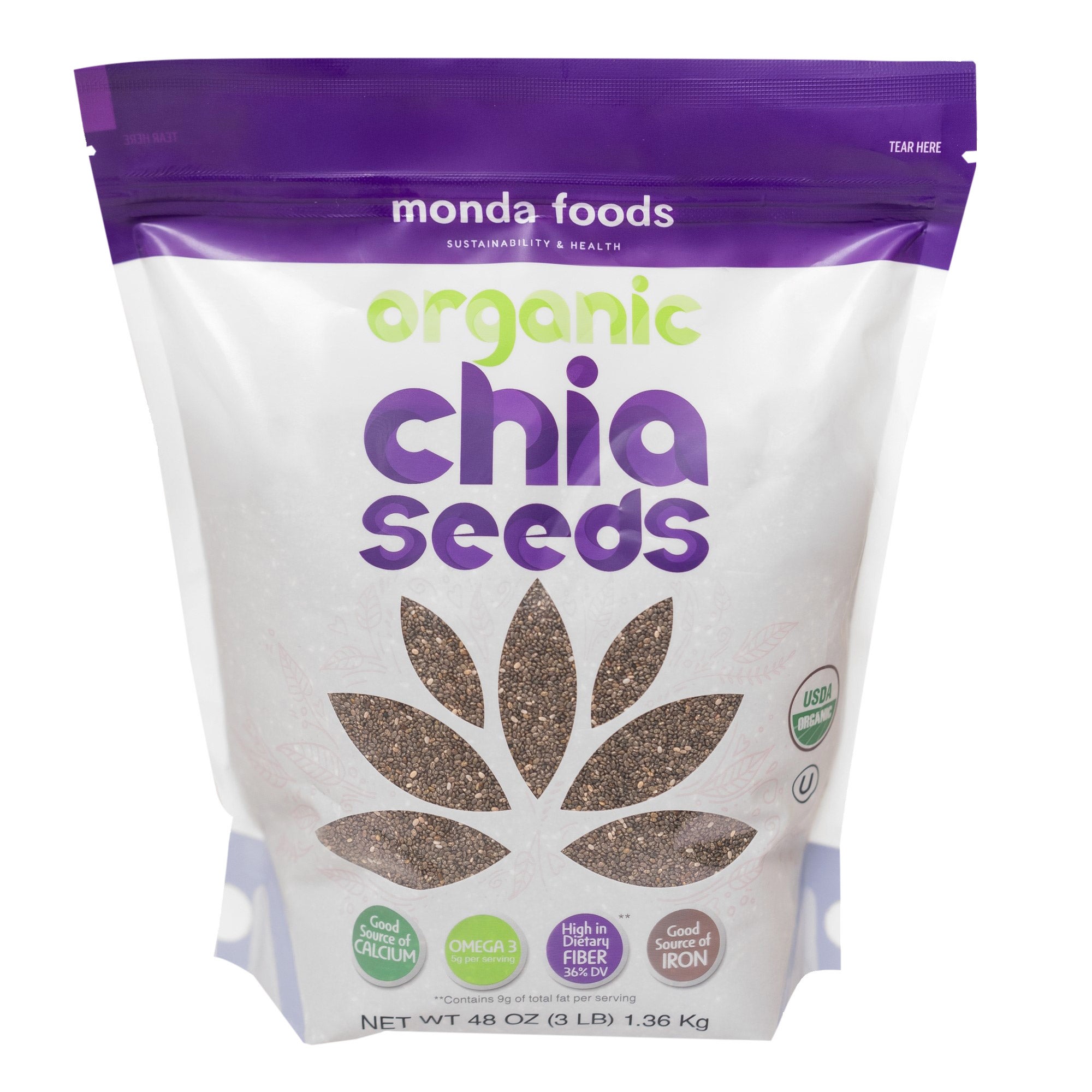 MONDA FOODS ORGANIC CHIA SEEDS 48 OZ