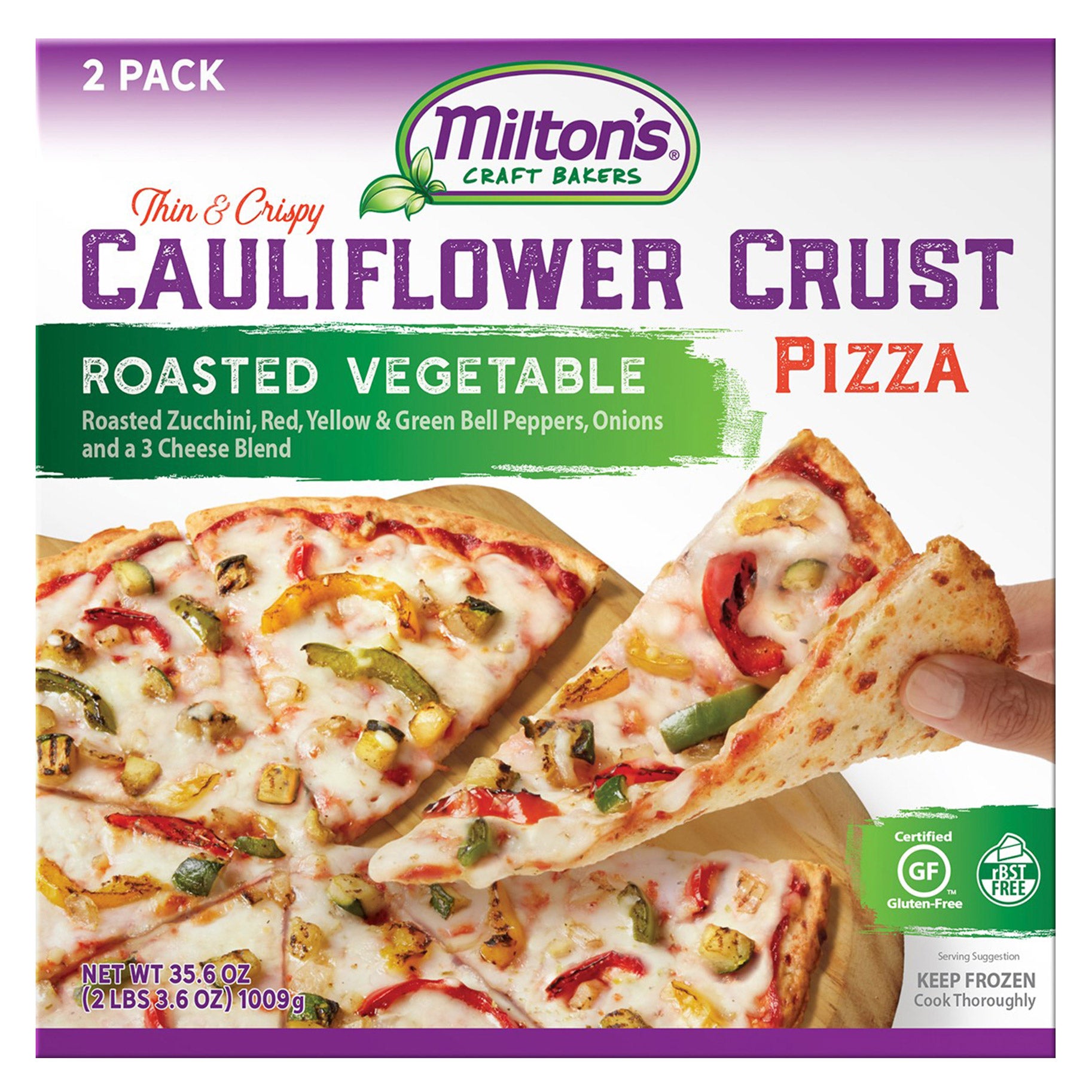 MILTON'S VEGGIE PIZZA CAULIFLOWER CRUST 2/17.8 OZ