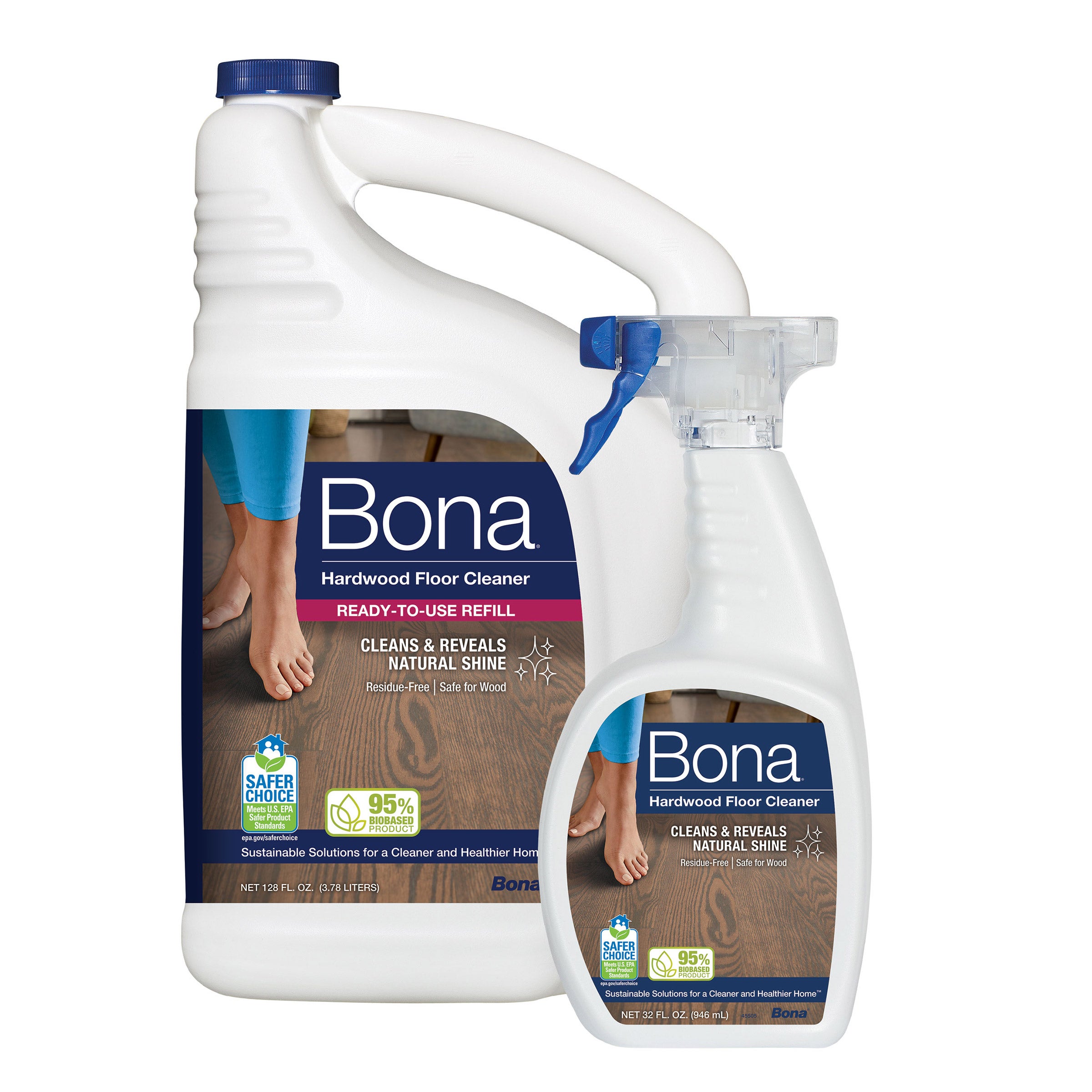 BONA HARDWOOD FLOOR CLEANER 32 OZ + 128 OZ REFILL - Image 1