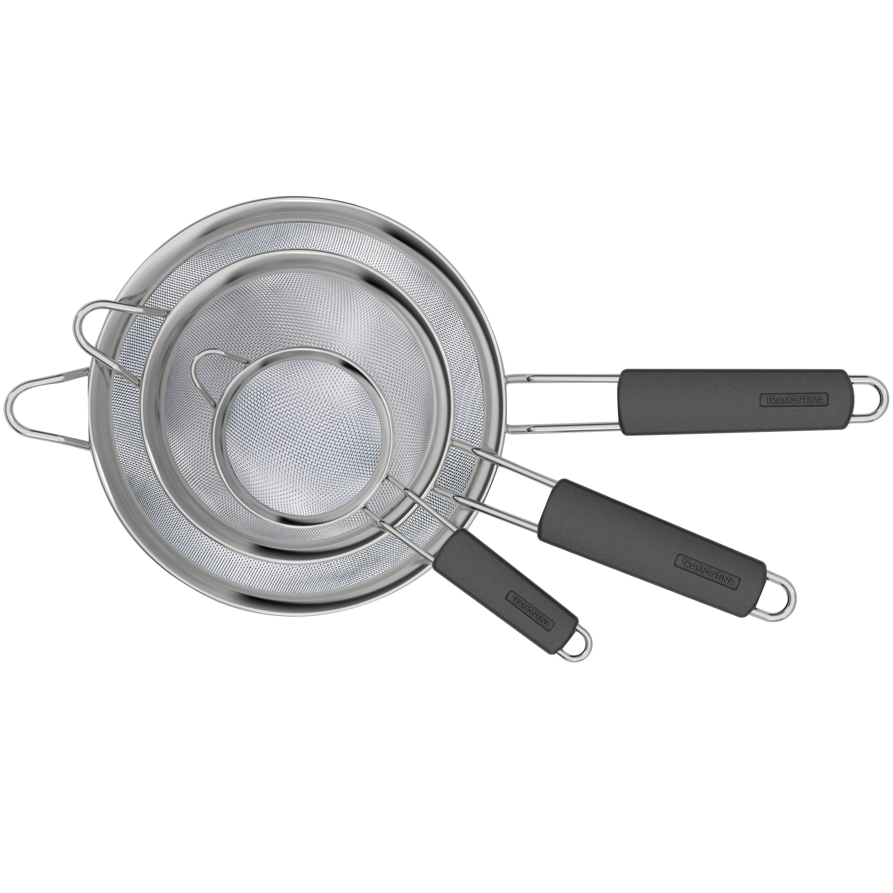 TRAMONTINA 3PC MESH STRAINERS W/SILICONE HANDLES