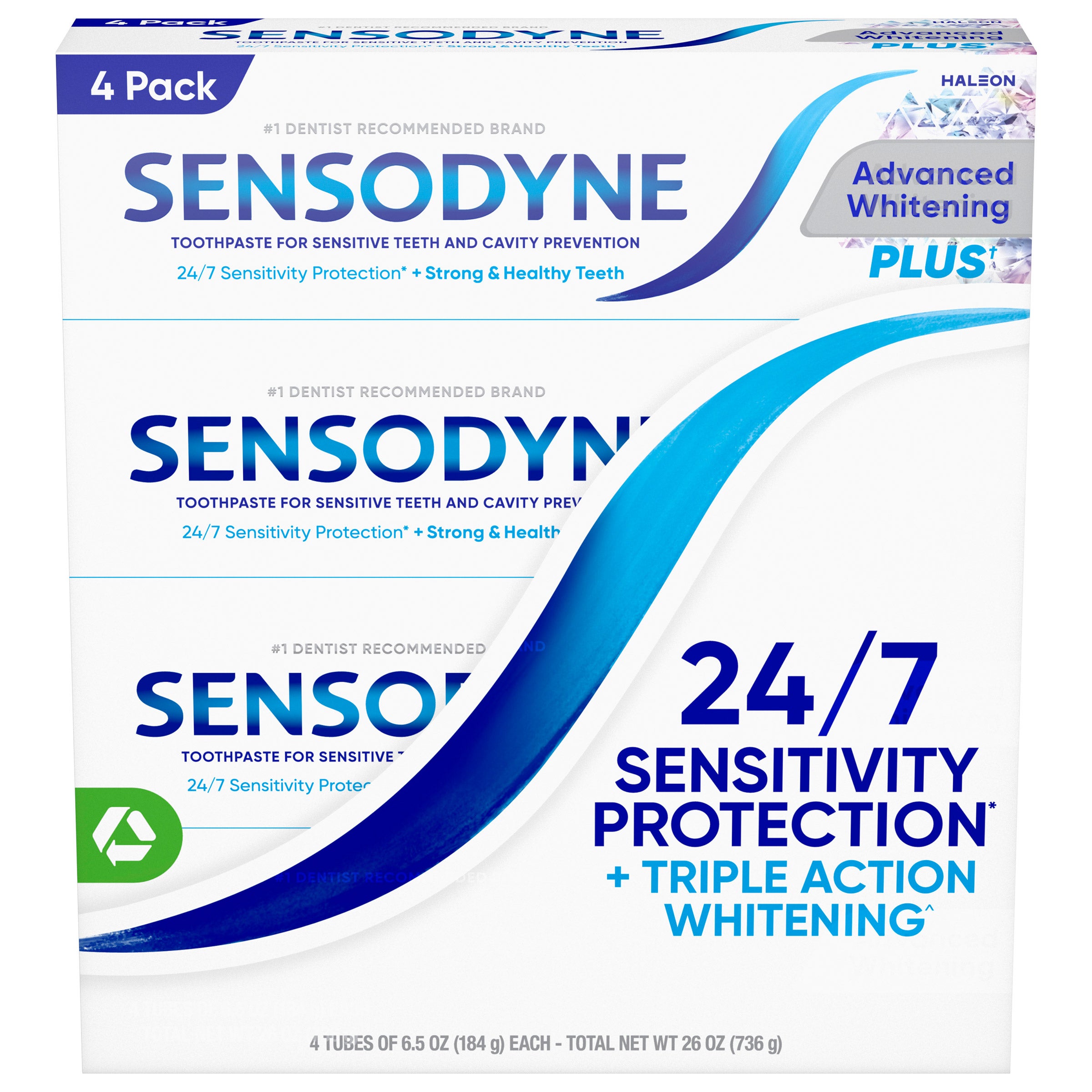 SENSODYNE ADVANCED WHITENING TOOTHPASTE 4/6.5OZ - Image 1