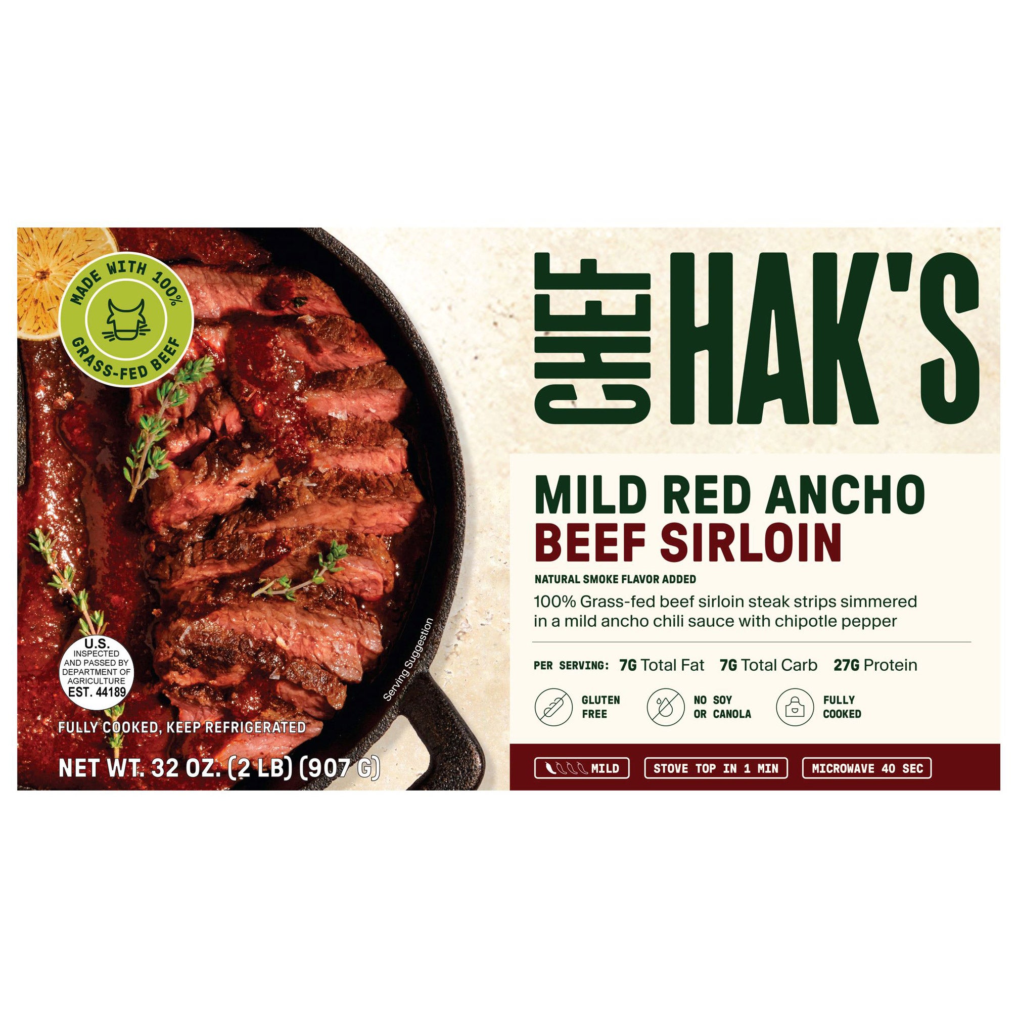 HAK'S GRASS FED BEEF W/RED ANCHO CHILI 32OZ