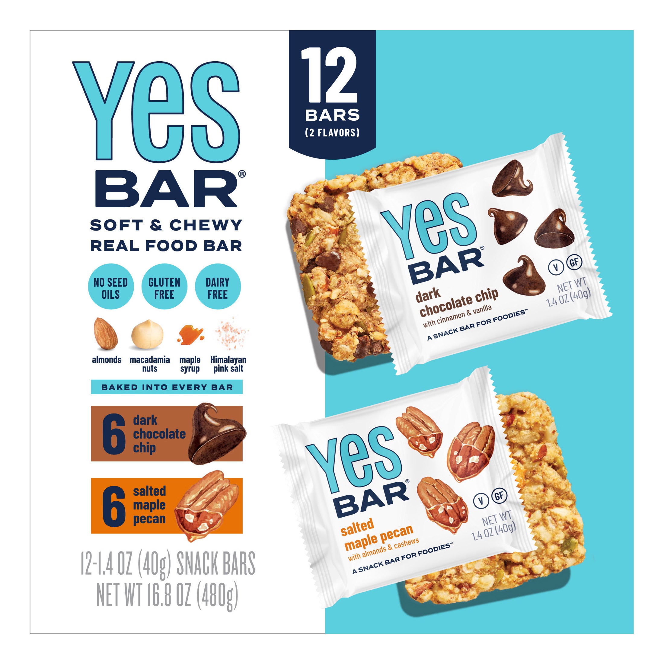 YES BAR SOFT & CHEWY VARIETY 12 BARS 1.4 OUNCES EA - Image 1