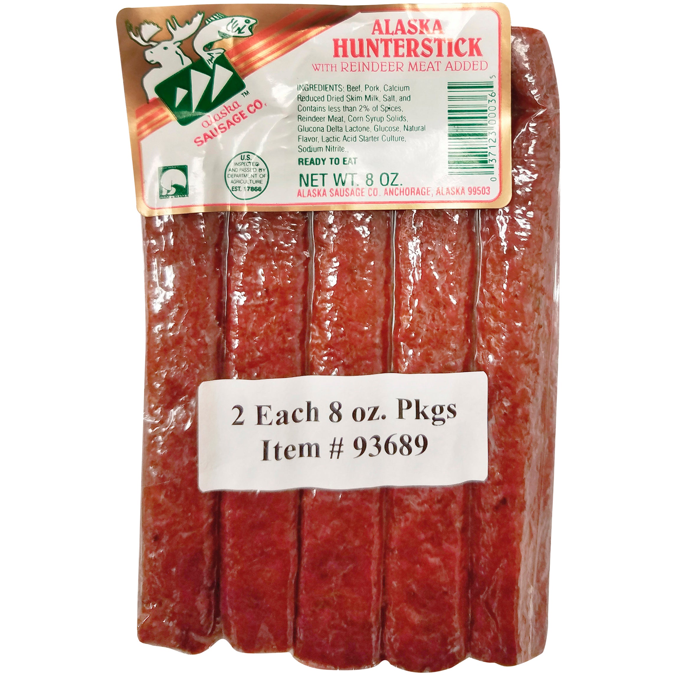ALASKA SAUSAGE CO. HUNTER STICKS W/ REINDEER 2/8 OZ - Image 1