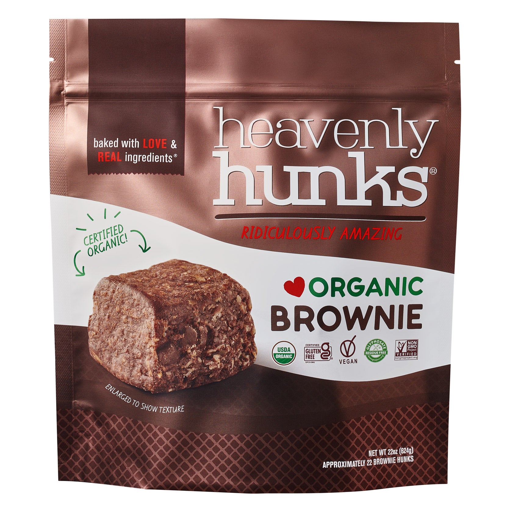 HEAVENLY HUNKS ORGANIC BROWNIE 22 OZ (1.37LBS)