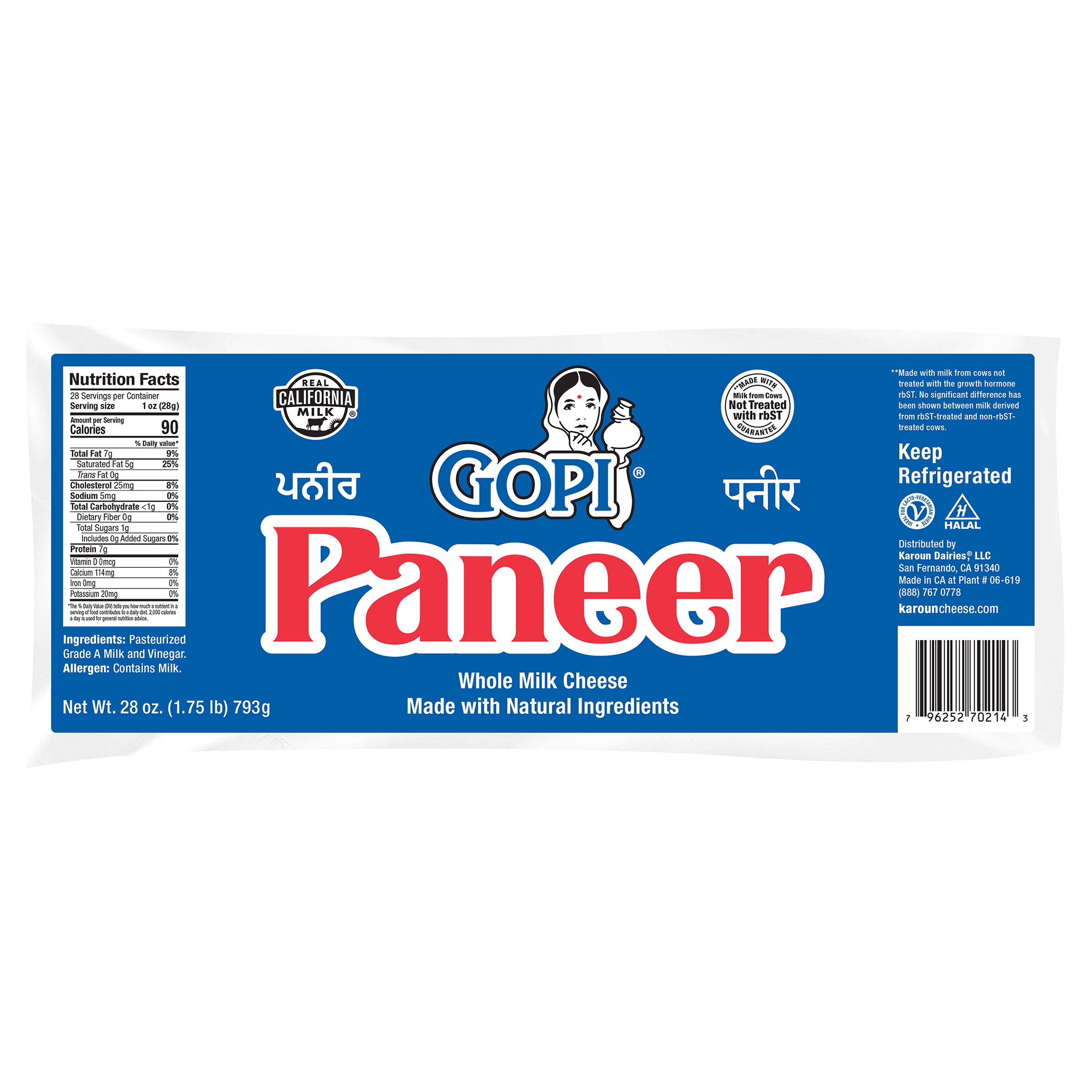 KAROUN DAIRIES GOPI PANEER CHEESE 2/14 OZ (1.75 LBS)