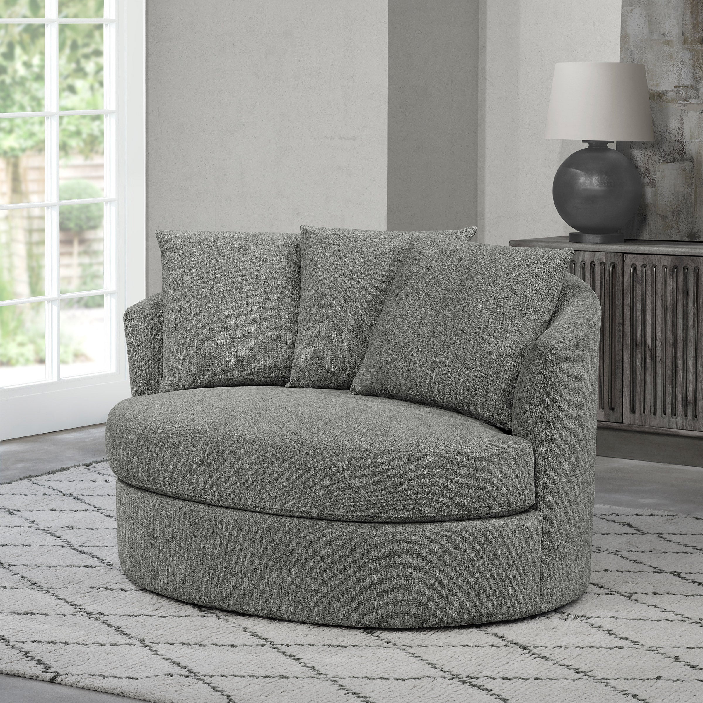 THOMASVILLE FABRIC SWIVEL CHAIR - Image 1