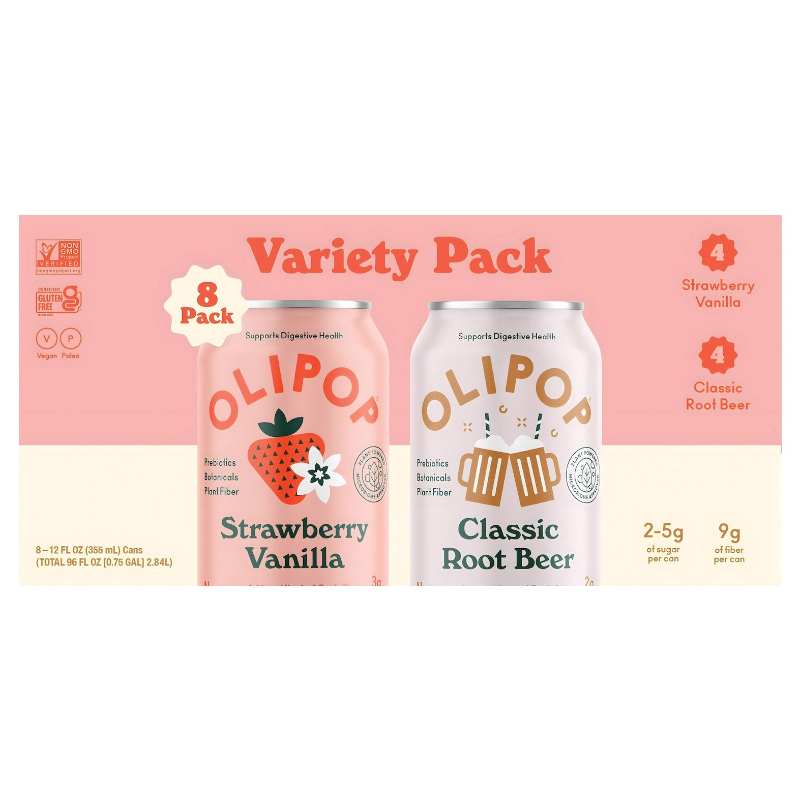 OLIPOP VARIETY PACK 8/12 OZ