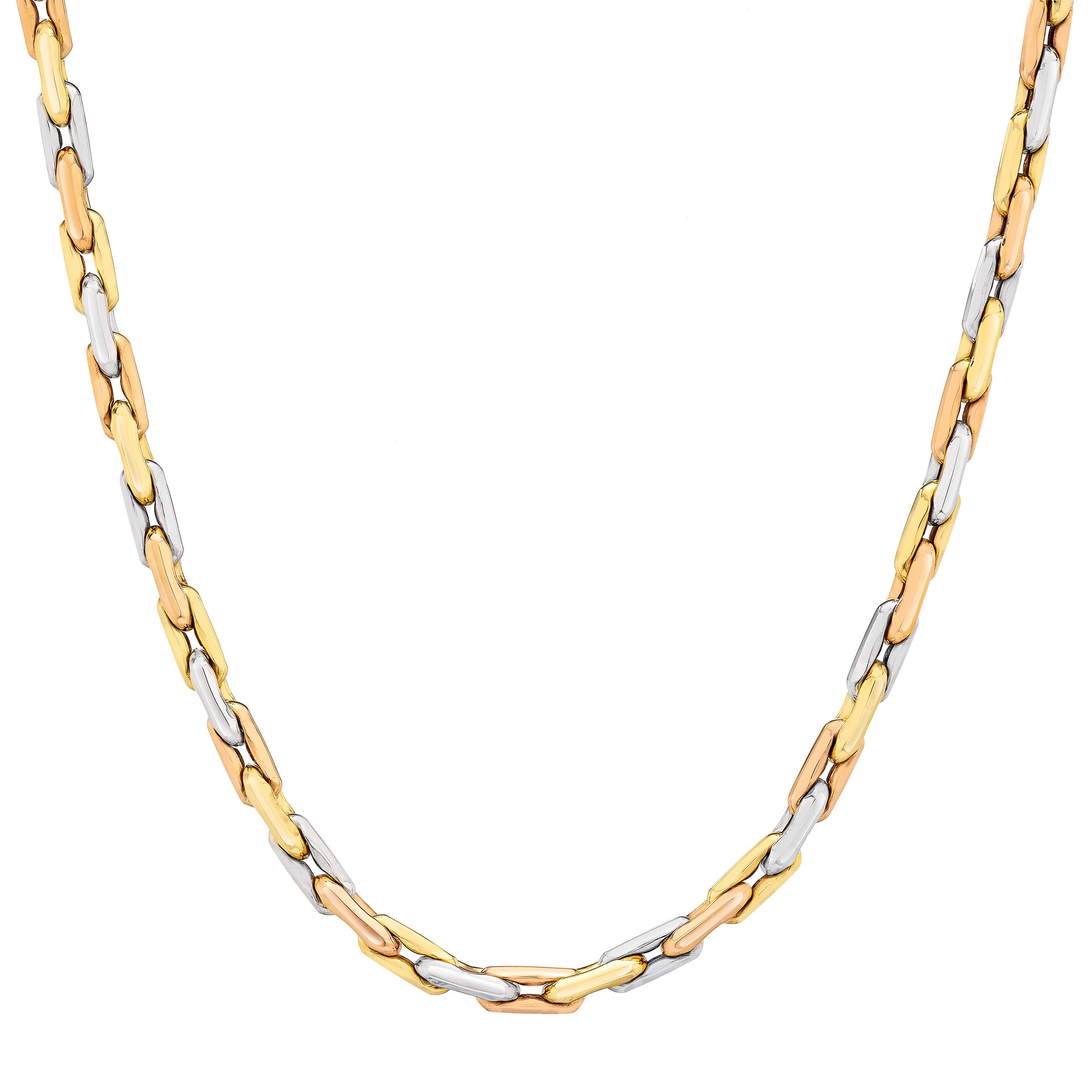 14KT TRI COLOR GOLD HIGH POLISHED 17¨ LINK NECKLACE - Image 1