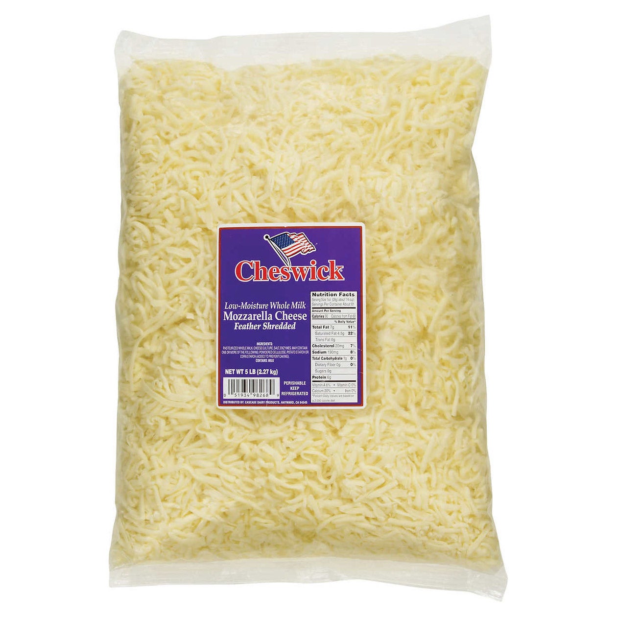 CHESWICK SHREDDED MOZZARELLA 5 LB
