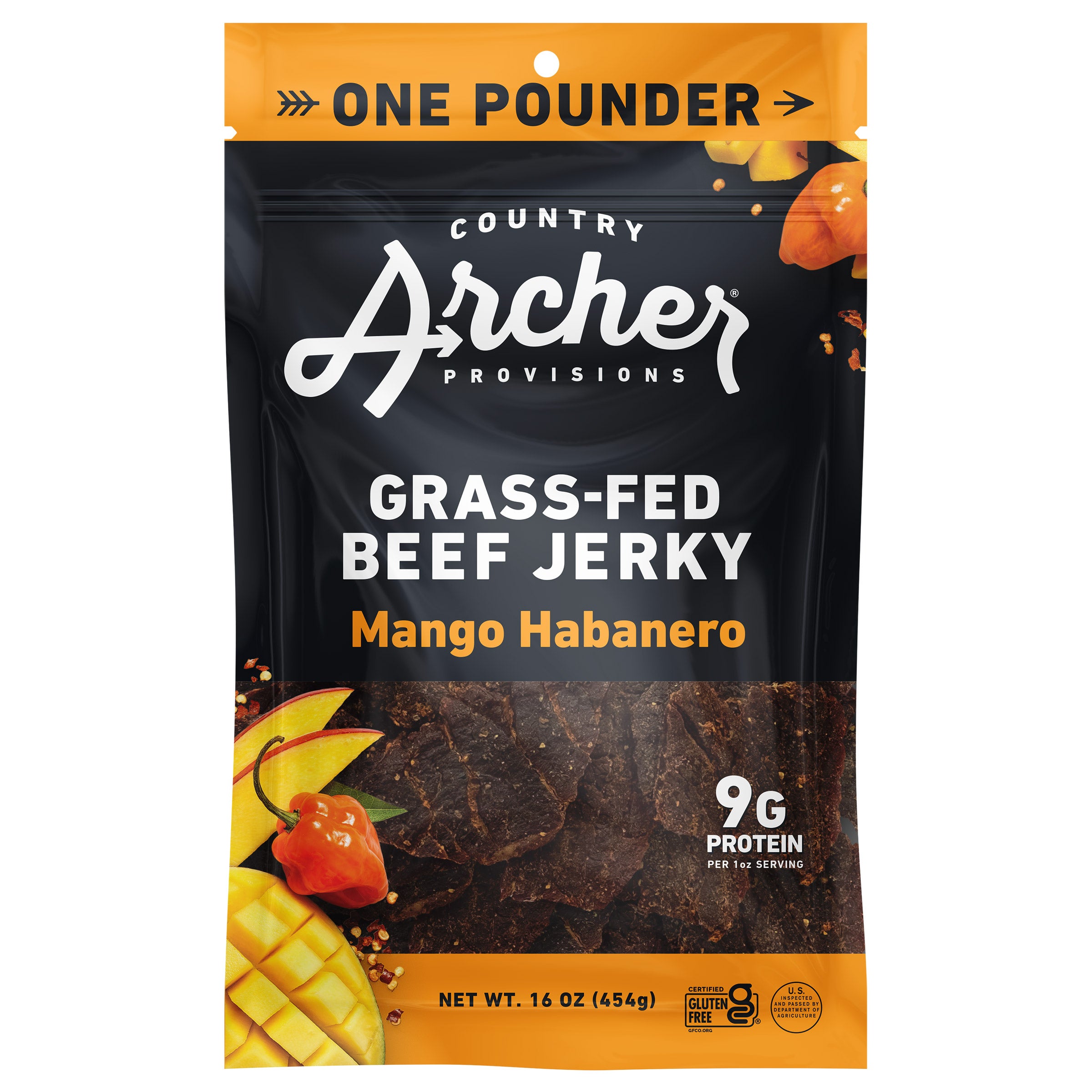 COUNTRY ARCHER MANGO HABANERO BEEF JERKY 16 OZ