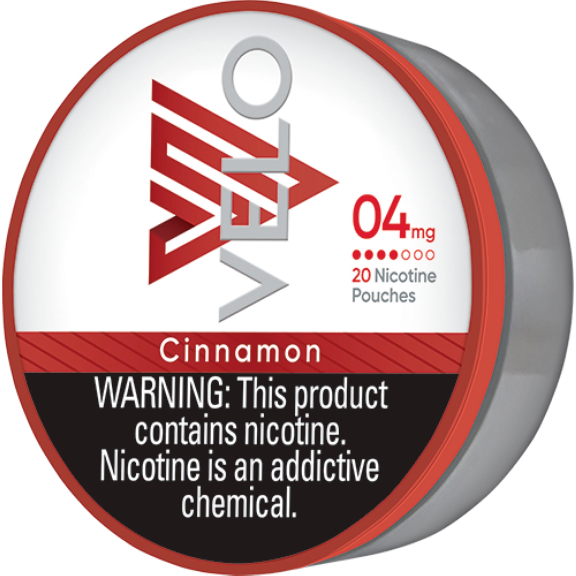 VELO MAX CINNAMON POUCH 4MG 5/20CT TINS .26 OZ